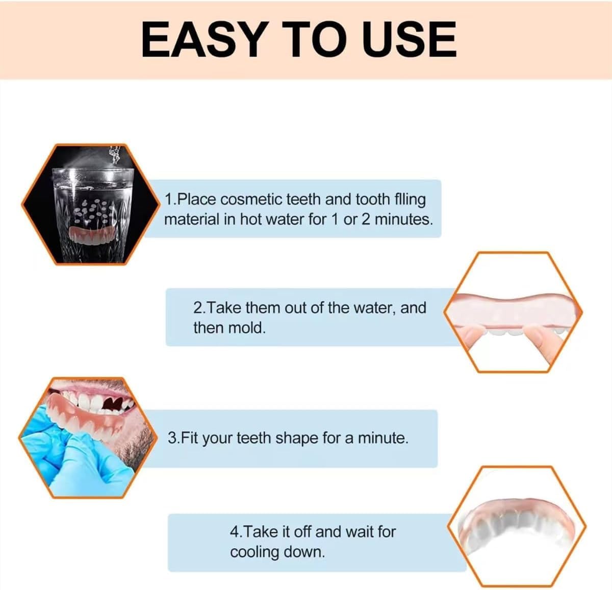 Fivfivgo Soft Denture Reline Kit,Fivfivgo Soft Dentures,Snap on Dentures Silicone Fake Teeth Top Bottom (3 set)