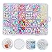 Adore store 1200pcs 24 cuadrículas Bricolaje Granos del Arte de acrílico del Grano del Kit joyería Que Hace el Juguete Educativo Rebordear Hacer a Mano Conjunto temprana para niños (Blanco)