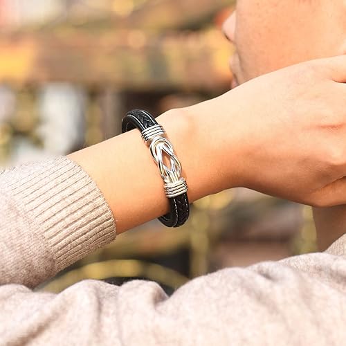 Miniatura 7 de Coolvy Pulsera con texto en inglés "To My Man Straighten Your Crown" para marido, novio, pulseras de cuero trenzado para hombre, San Valentín,