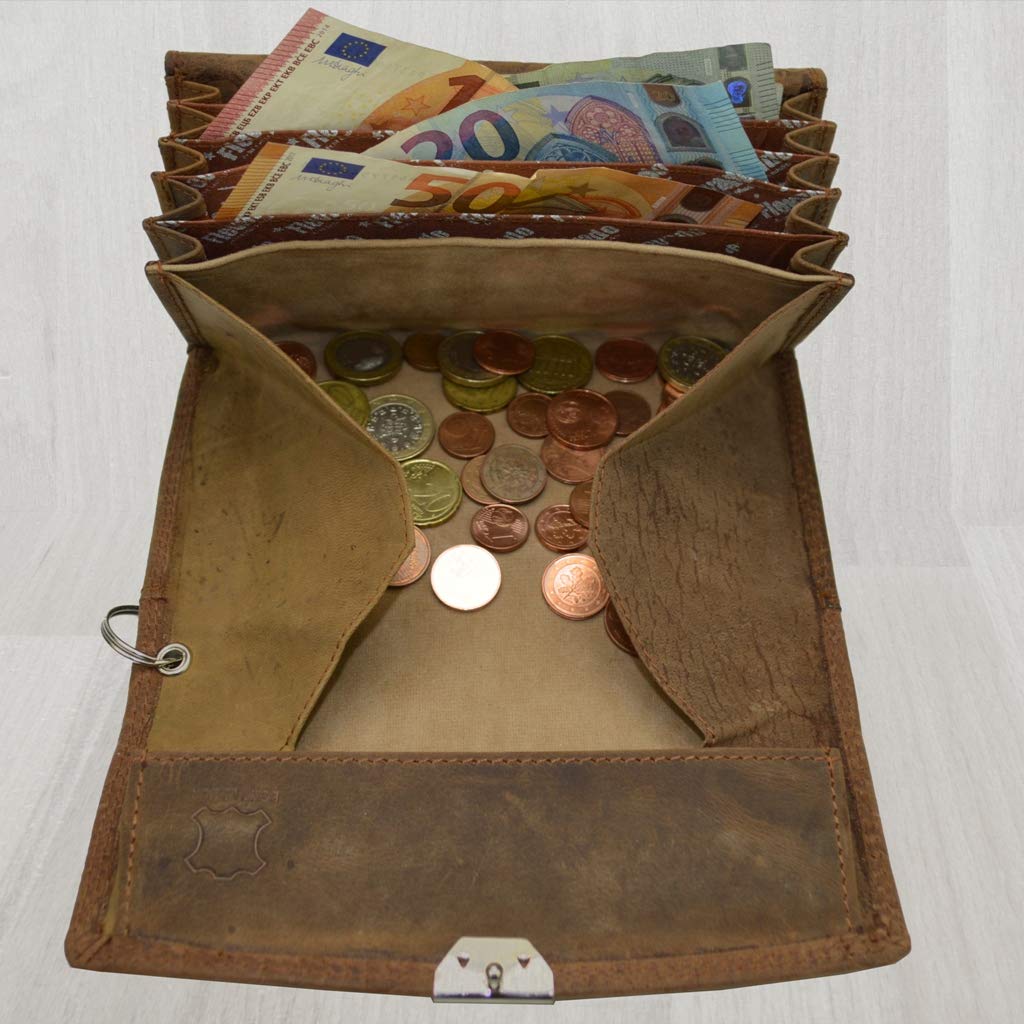 flevado Gastronomie Kellner Set Wild Leder mit Lilianen Muster im Set oder einzeln in braun (Set: Börse+Tasche)