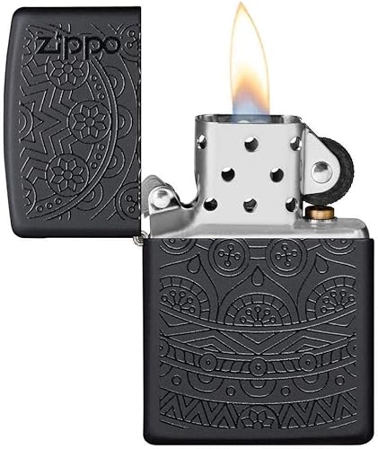 Miniatura 3 de Zippo Encendedor de bolsillo negro mate con diseño tono sobre tono