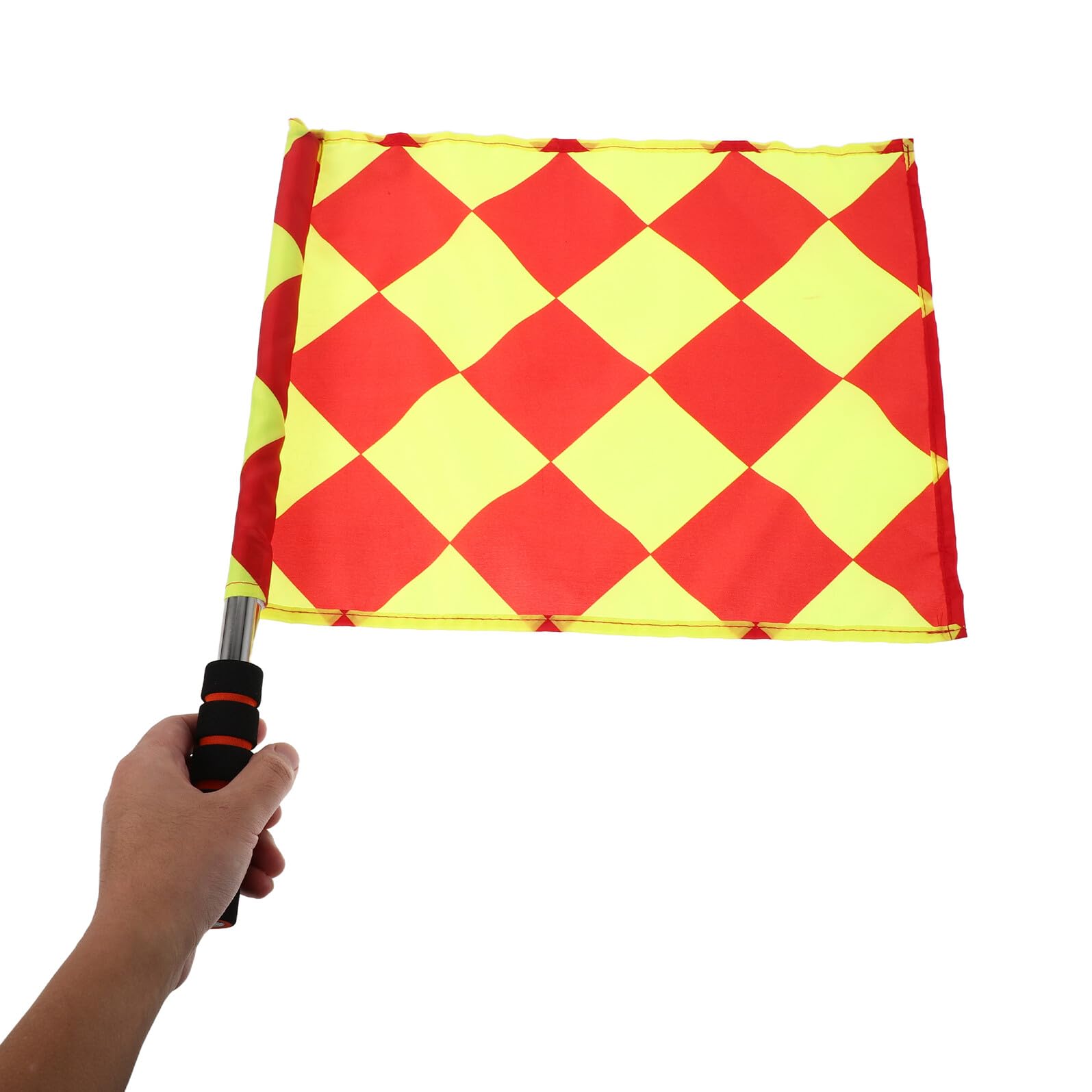 Banderas Oficiales de Árbitro de Fútbol y Atletismo 4 Piezas con Mango de Esponja para Partidos y Torneos Deportivos Banderas a Cuadros Pequeñas y Grandes para Jueces de Línea
