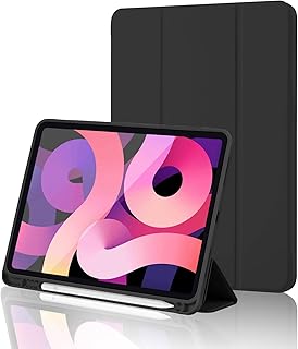 حافظة حماية متوافق مع اي باد الجيل 10 2022 واي باد 10.9 بوصة مع حامل قلم، جراب تابلت رفيع مع ظهر ناعم من البولي يوريثين المقاوم للحرارة بخاصية التشغيل والسكون في السيارة من بالكيتسي، أسود