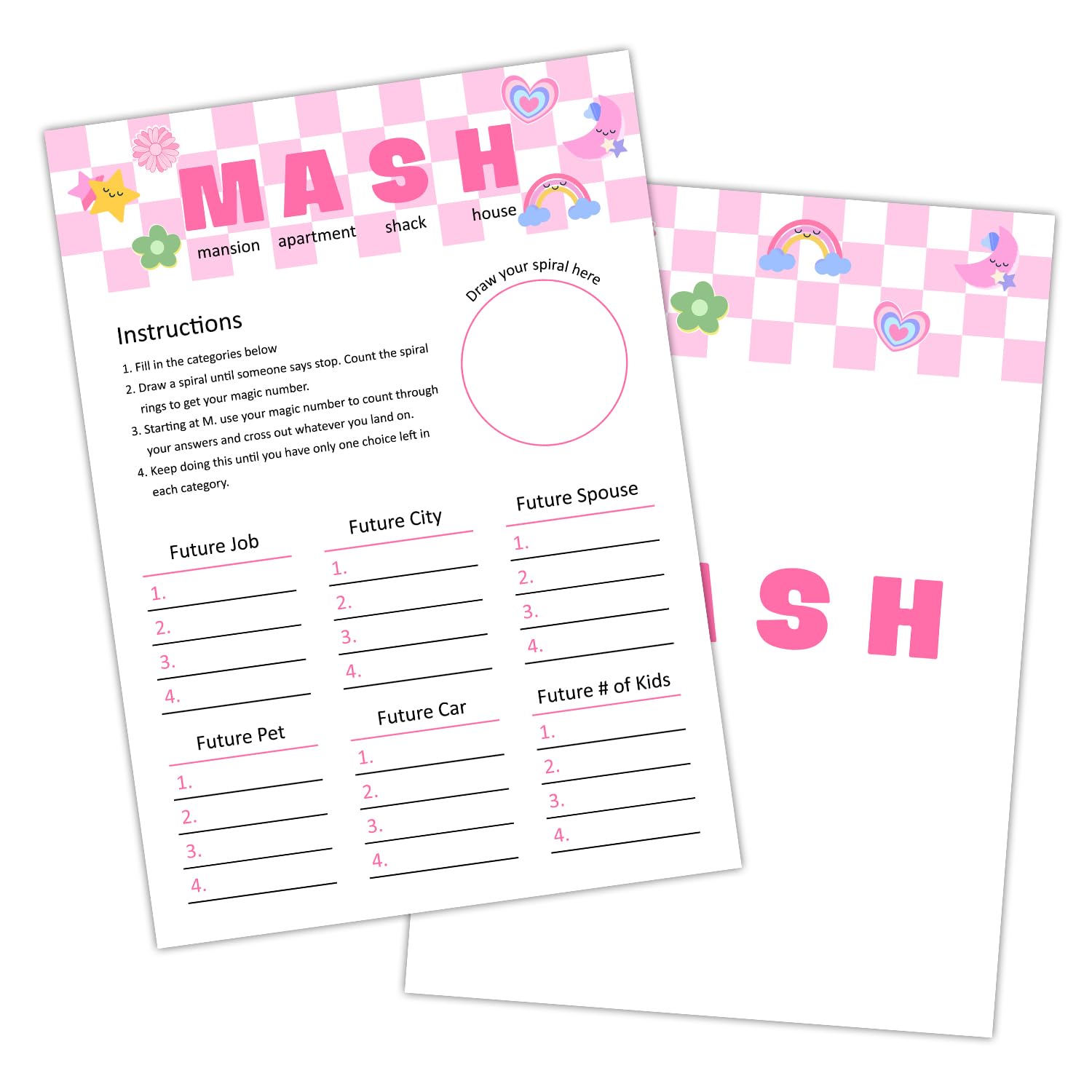 MASH Slumber Party Game Cards - Set Of 20 For Sleepovers, Pajama Parties & Girls' Nights (Teen/Adult)