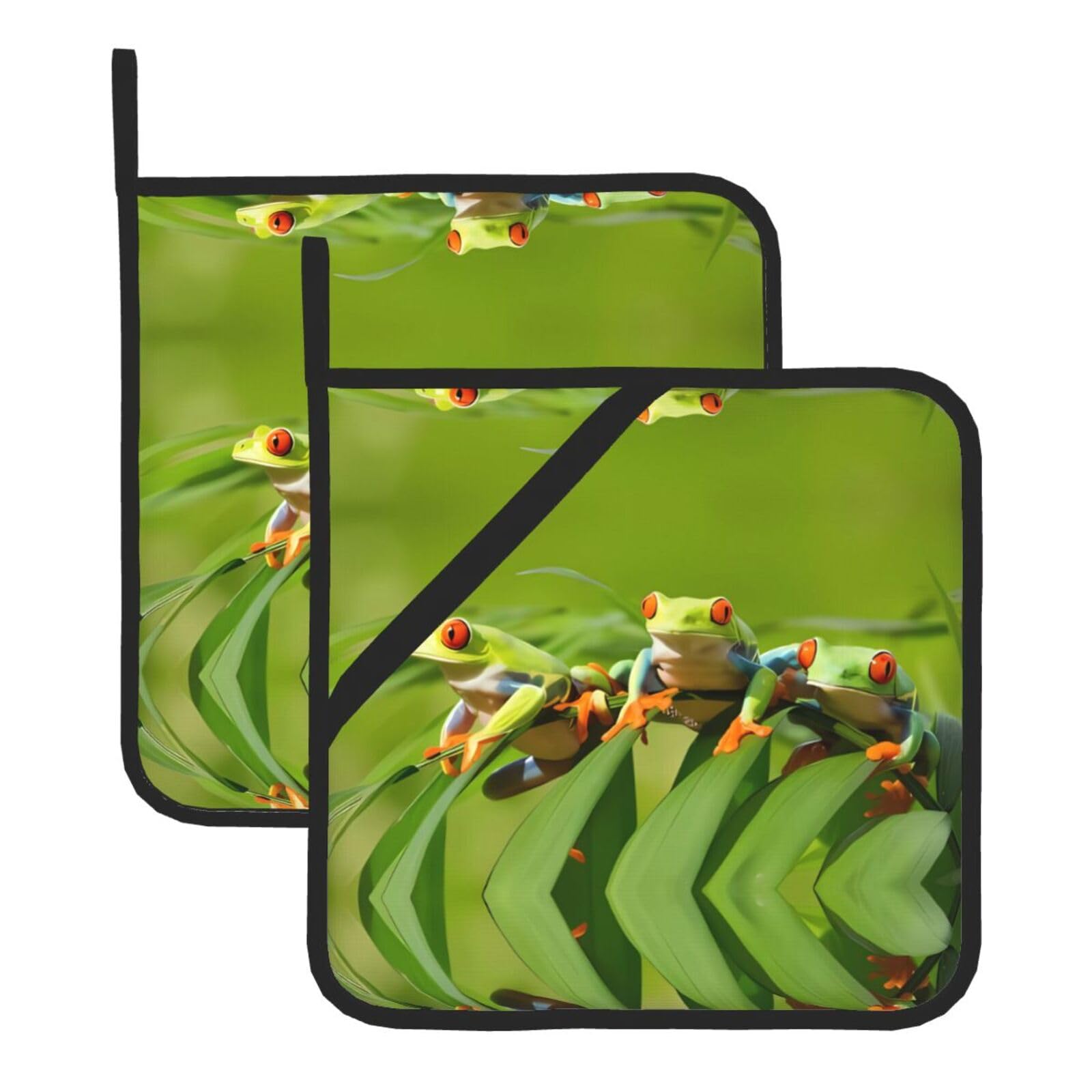 HJFCZH Funny Frogs Prints Square Hot Pads for Kitchen Counter - Waterproof Pot Holders, Durable Heat Resistant Throw Layers for Serving, Oven & BBQ - 2 Pack