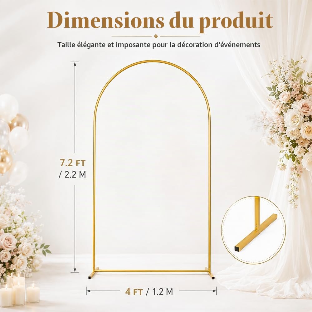 Arche Mariage, Arche Jardin, Arche en Métal, Arche Anniversaire, Mariage Arches, Décoration pour Mariages, Anniversaire, Fête (1,2x2,2 m)