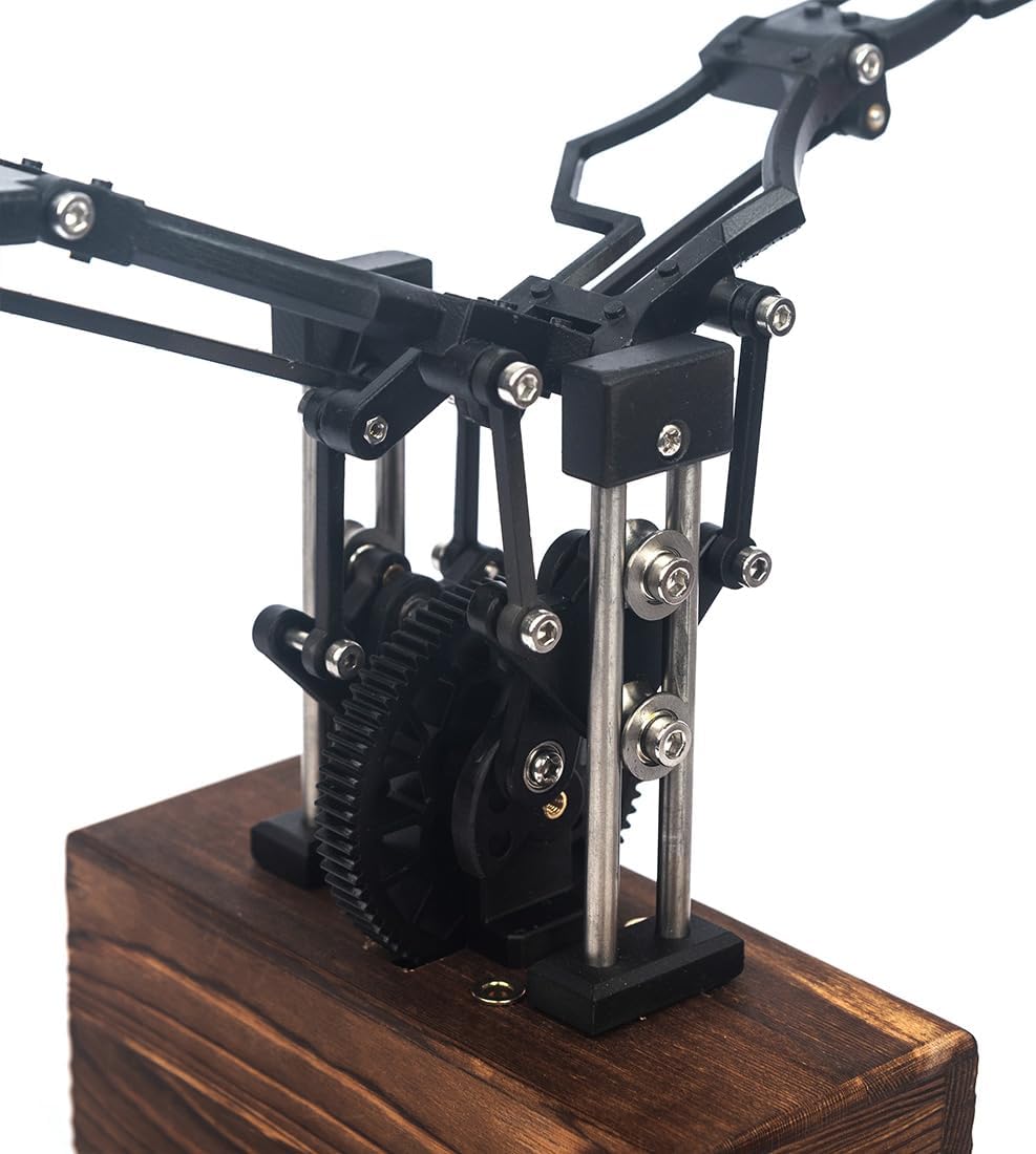 3D Puzzle for Adults,Mechanical Ornithopter DIY Assembly Model Kit,Dynamic Kinetic Sculpture with Wooden Base,Precision-Engineered Display for Office Desks