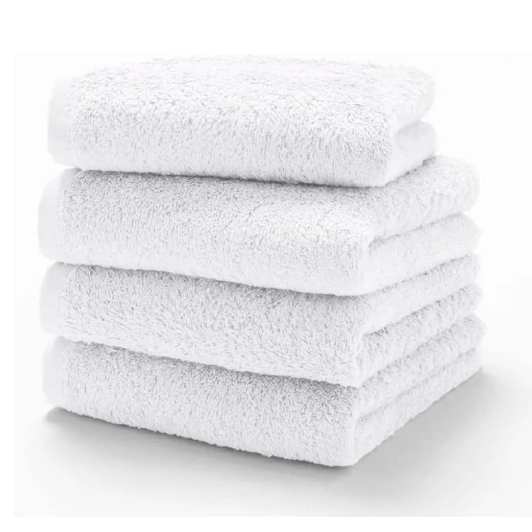 Diamond Tex 4 Pack Cotton Face Cloth Set 30 x 30 cm Flannel Washcloth Towels Extra Absorbent & Quick Dry Hotel Gym, Golf, Spa 600-GSM (White) — image 1