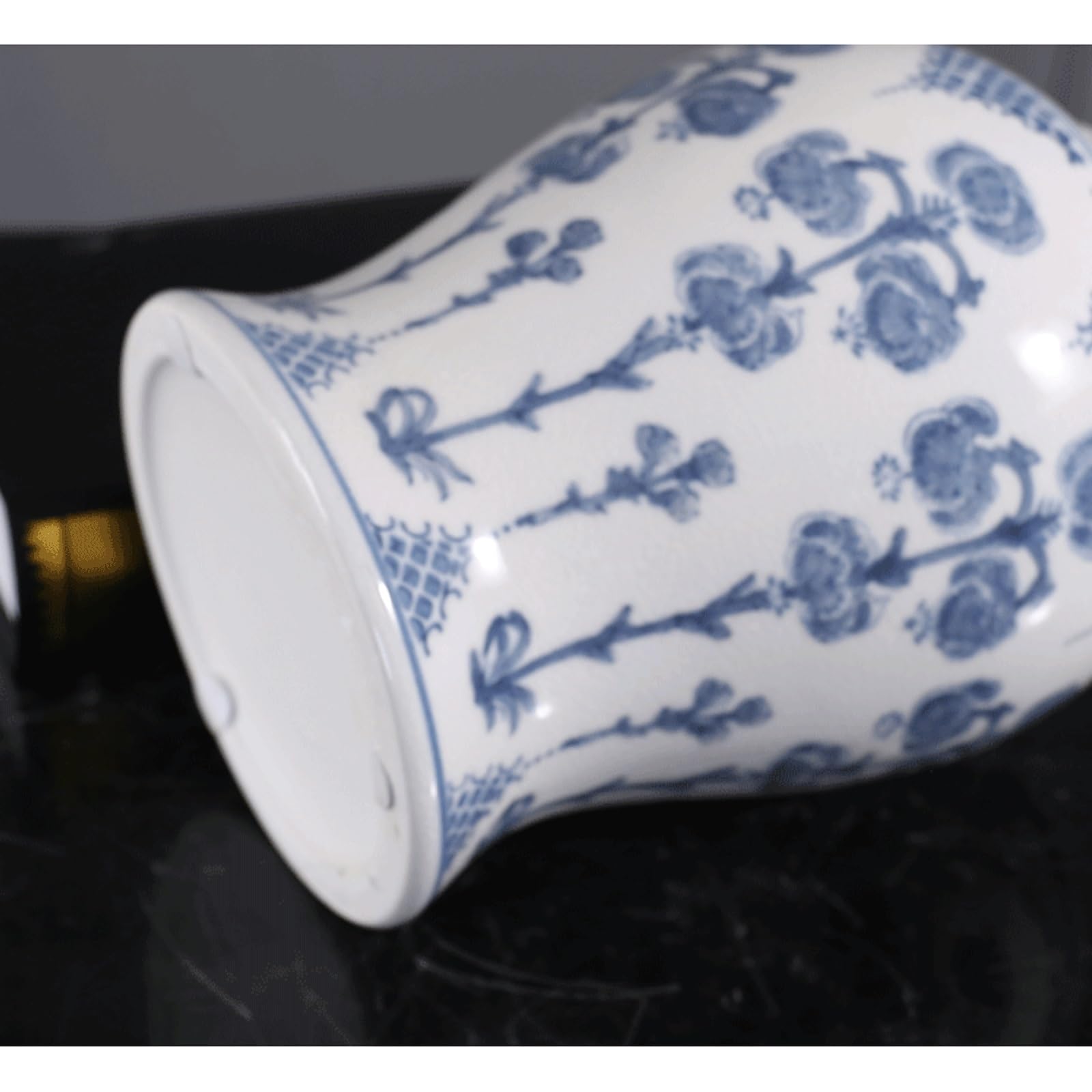 Niebiesko-biały porcelanowy słoik na imbir z pokrywką, dekoracyjny ceramiczny słoik w stylu chinoiserie, do przechowywania herbaty, klasyczny chiński wazon do kominka(S)