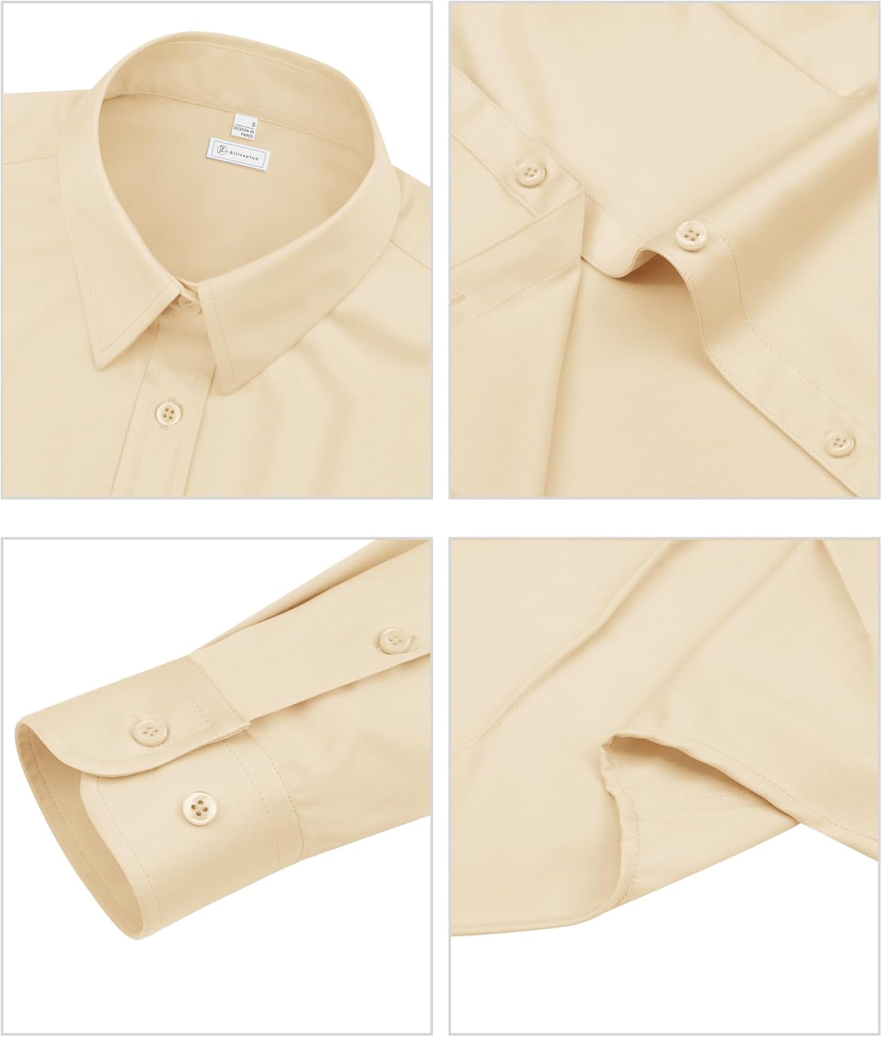 siliteelon Womens Classic-Fit Dress Shirts Long Sleeve Button Down Wrinkle-Free Stretch Solid Casual Work Office Blouse Top - Image 8