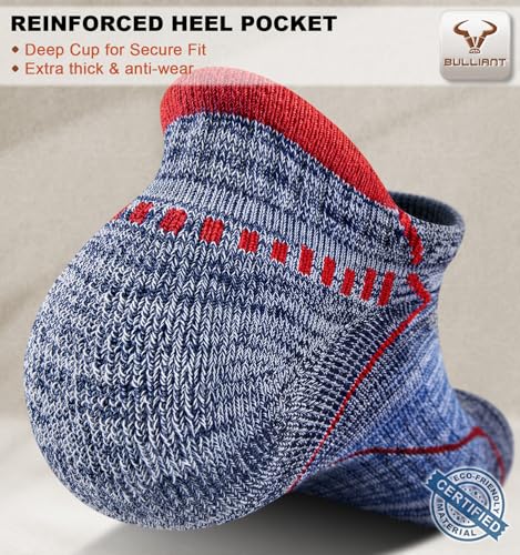Image of BULLIANT Men Running Ankle Socks 6Pack-Cushioned Support-Low Cut No Show | Fully Terry Sole | Arch Support | Seamless Toe Closure | Moisture-Wicking Breathable Mesh | Reinforced Heel&Toe