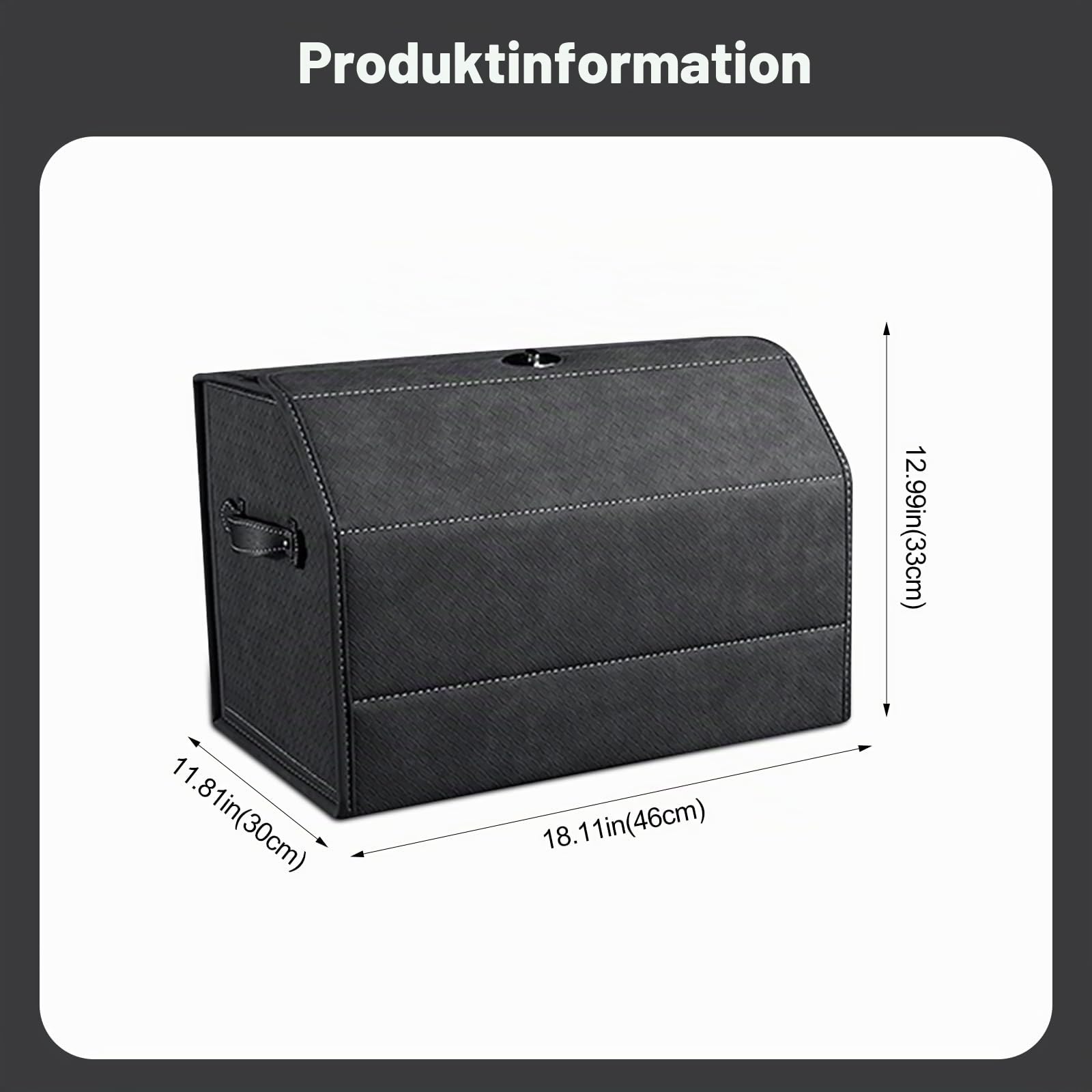 Ergocar Kofferraum Organizer, Faux Gewebtes Wildleder Autotasche Auto Kofferraum Box, Zusammenklappbarer Aufbewahrungsbox mit Griff, Wasserfeste Langlebig, Rutschfester Boden, 180° Öffnung