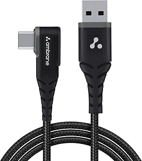 - Ambrane Type C Mobile Charging Cable 3A Fast Charging, 1M, L Shaped Braided Cable, 480Mbps Data Transfer for Smartphones, Tablets, Laptops & Other Type C Devices (ABLC10, Black)