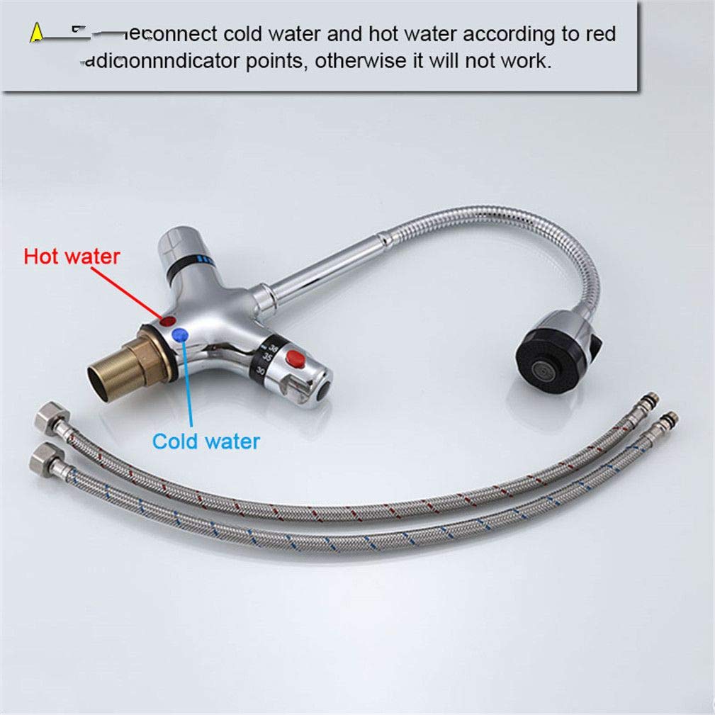 Grifo de cocina termostático giratorio de 360 grados Grifo mezclador de temperatura constante de latón macizo ajustable Grifo monomando de fregadero cromado con aireador