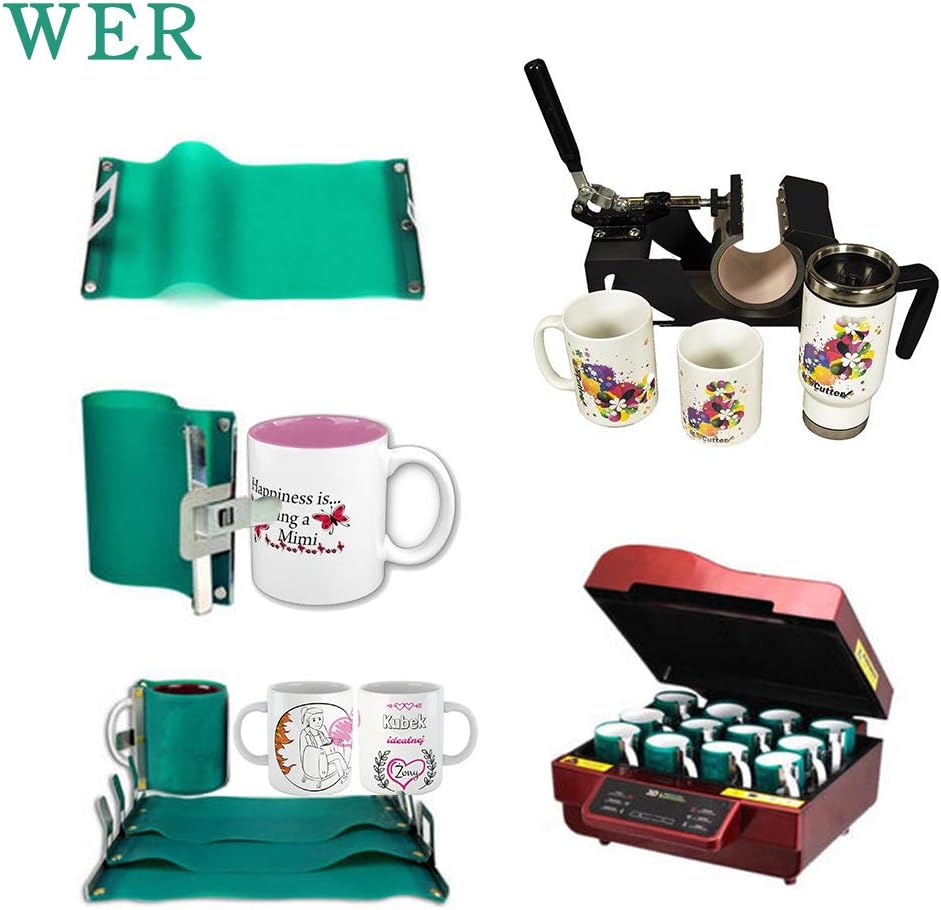 WER 3D Mug Transfer Sublimation Silicone Mug Wrap Mug Mold 11OZ Cup Clamp Printing Mugs Fixture 3-Pack