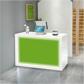 Reception Desk,with LED Light,Retail Counter for Checkout,with Lockable Drawer,Waterproof, Easy to Clean,for Office, Lobby, Cafe, Beauty SalonK,120cm/47.2in