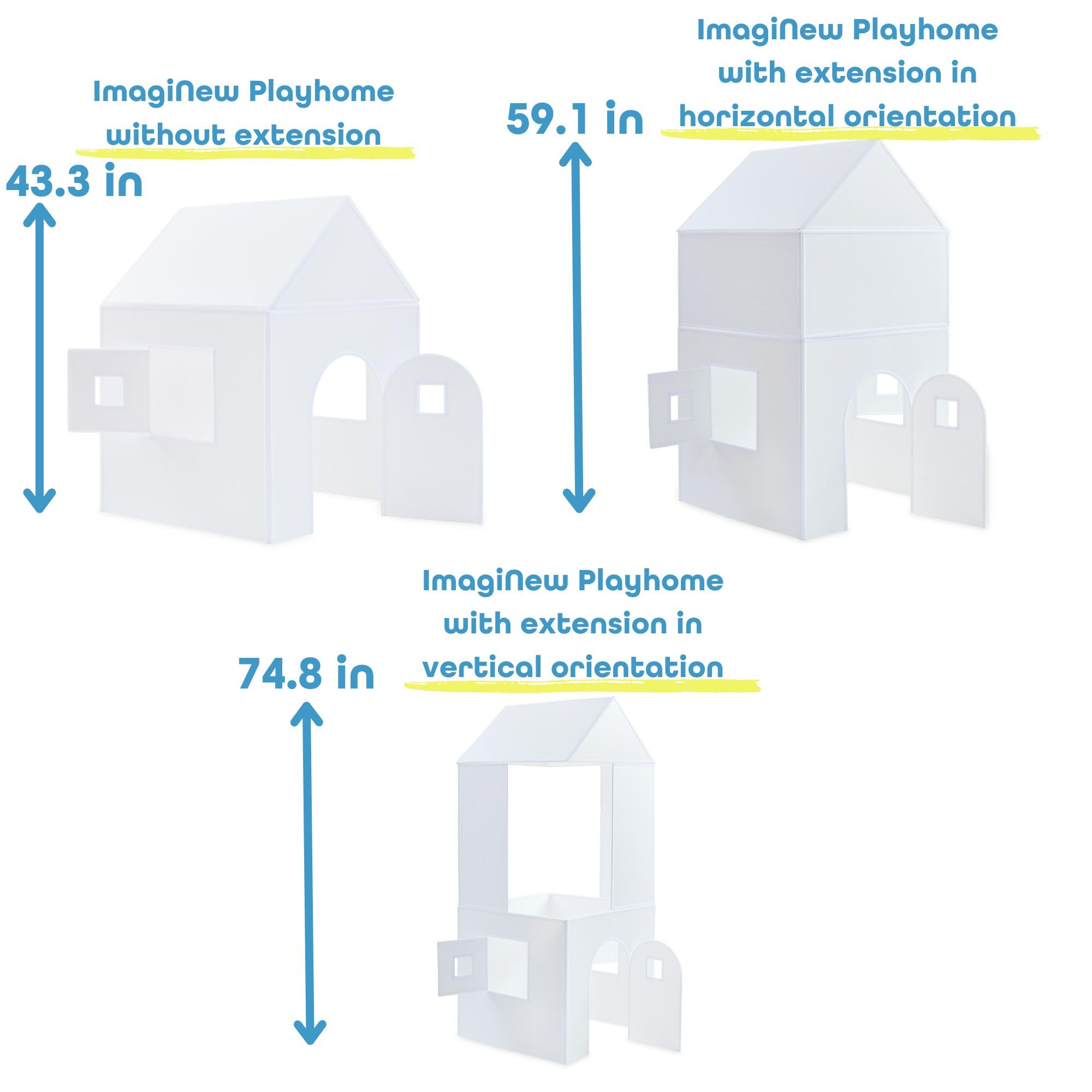 ImagiNew Playhome - The Washable Kids Playhouse - Paint Again and Again - Height Increasing kit Extension Set accesories (4X Building Parts at 31.5 in x 15.75 in Each)