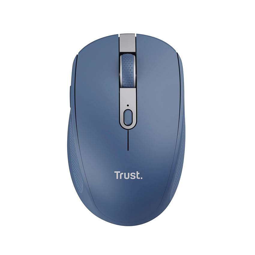 Trust Ozaa Mouse Wireless Bluetooth + 2.4GHz, Mouse senza Fili Silenzioso Compatto, 60% Plastica Riciclata, Mouse Bluetooth Ricaricabile Laptop PC Computer Windows Android Mac - Blu