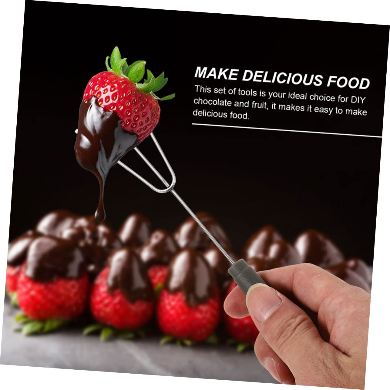 SHOWERORO 9pcs Chocolate Fork Dessert Server Skewer Kitchen Tools Metal Forks Fondue Spear Dipping Tool for Chocolate Cheese Dipping Tool Stainless Steel Hot Pot Skewers Plastic