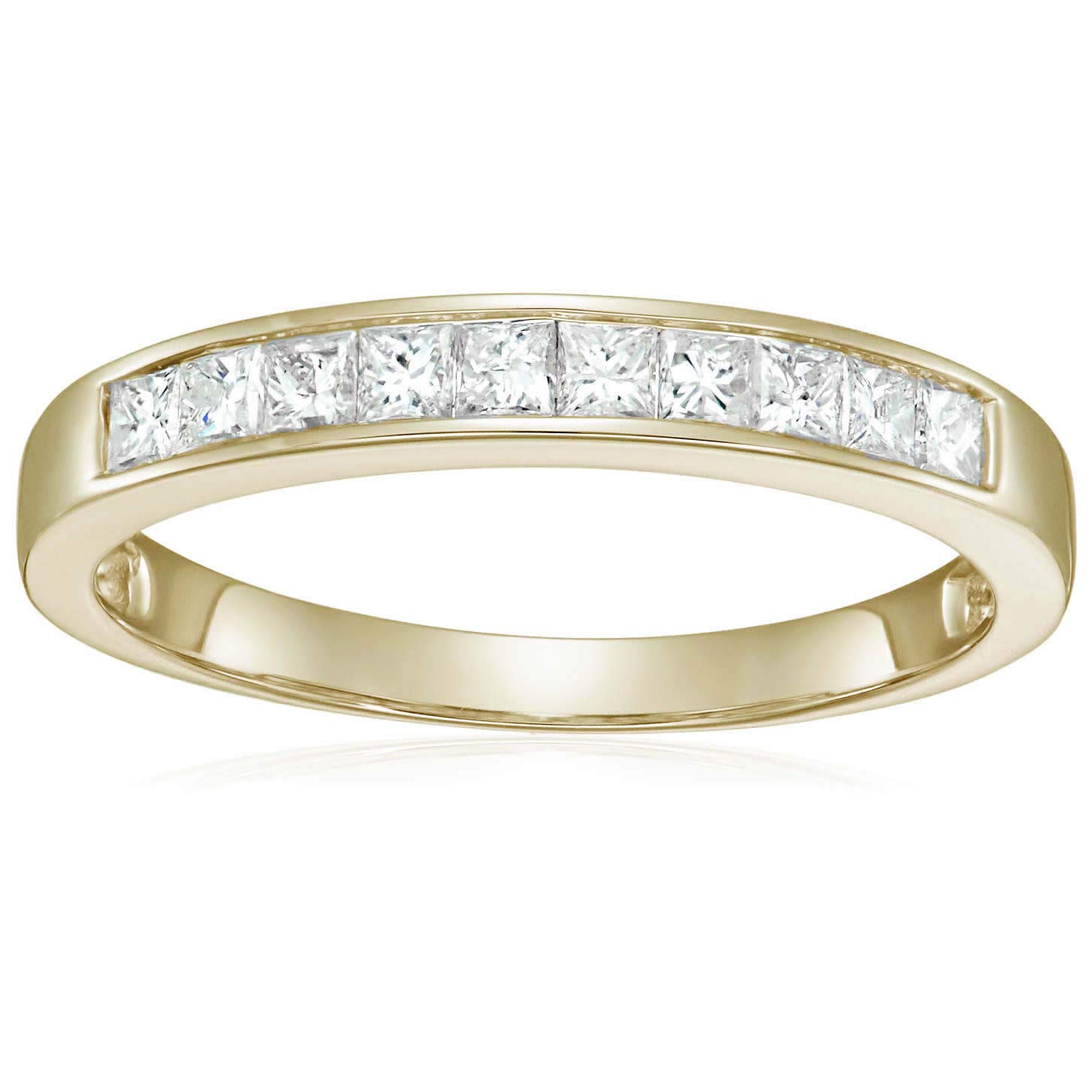 VIR JEWELS 1/2 ctw Princess Cut Channel Band, 14K Yellow Gold