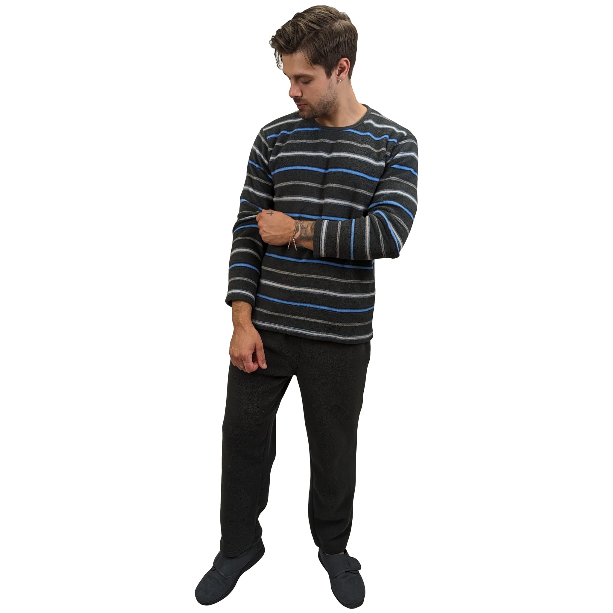 Conjunto de pijama de forro polar cálido para hombre, conjunto de pijama de invierno