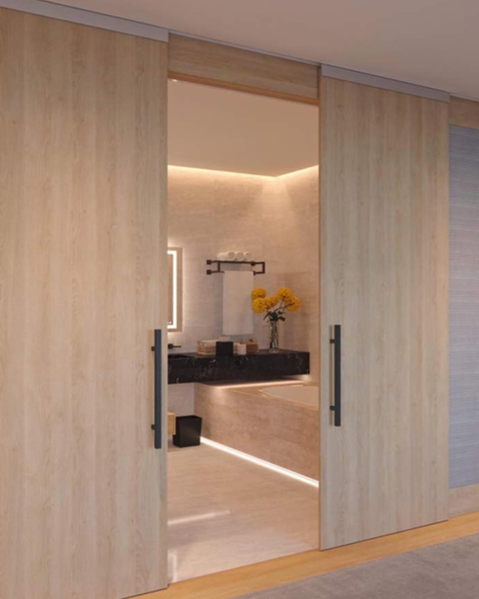 JUVA Design Stoßgriff Schiebetür Glas-Türgriff Edelstahl Türbeschlag schwarz | Stangengriff mit Länge 600 mm | Haltegriff für Glastüren & Holztüren | 1 Stangen-Griffpaar Zimmertür inkl. Schrauben