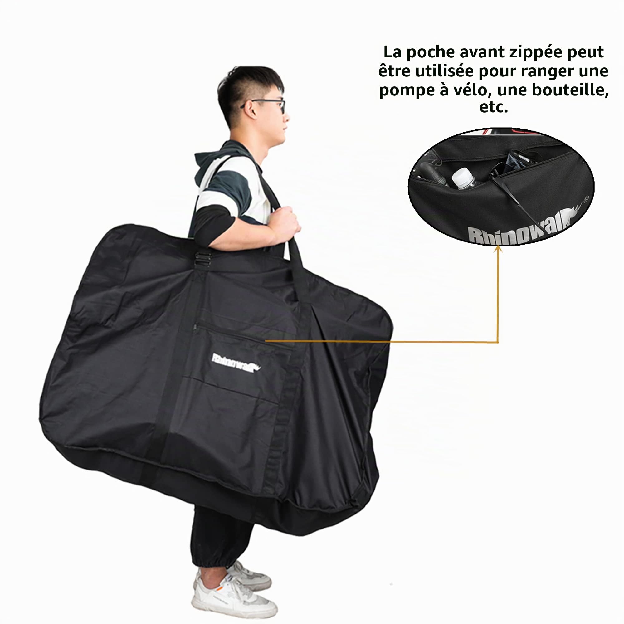 Sacoche de vélo pliable de 66 cm - Convient pour les vélos pliants de 26 pouces ou moins - Mallette de transport pour vélo, voyage, voyage