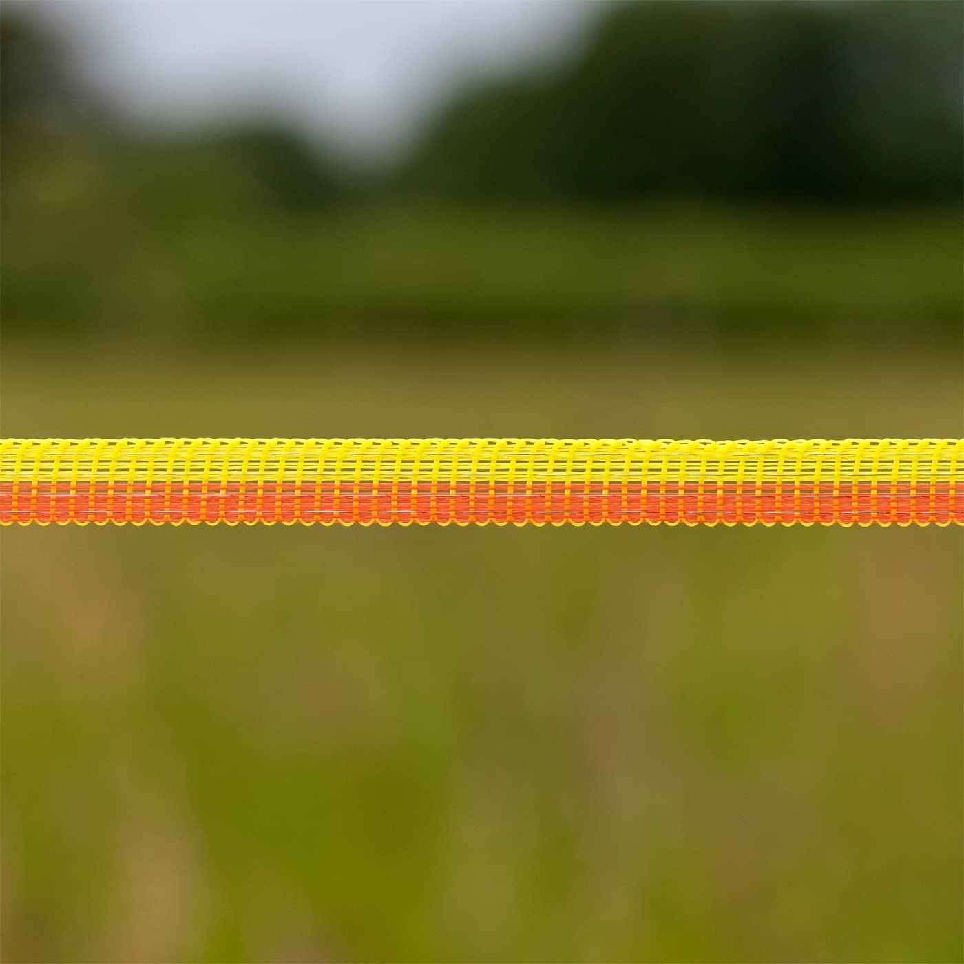 VOSS.farming Weidezaun Band 250m, 10mm, 4x0,16 Niro, Gelb Orange Elektro Litze Pony Pferd Rind