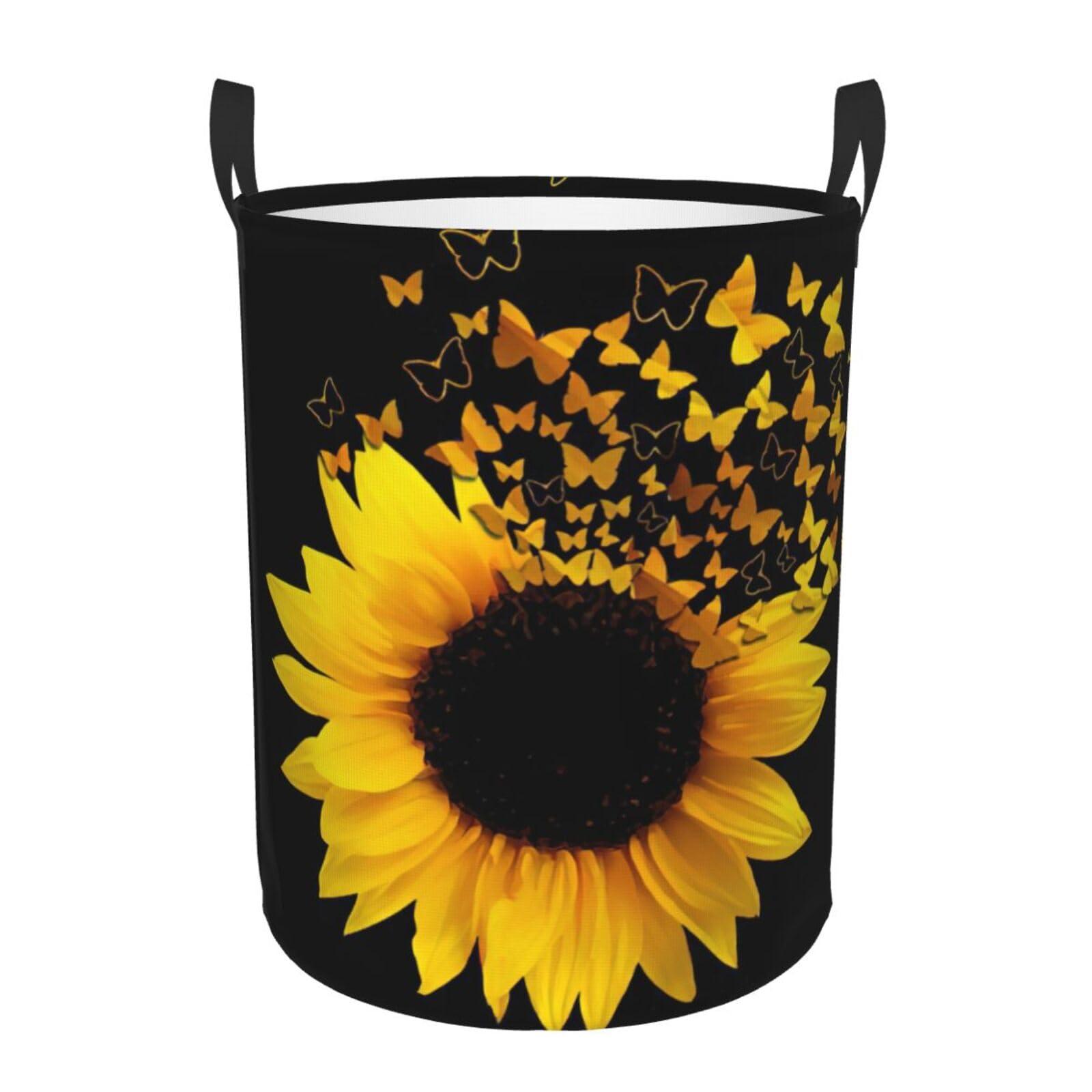 Panier à linge haut imprimé tournesol et papillons pour tri du linge