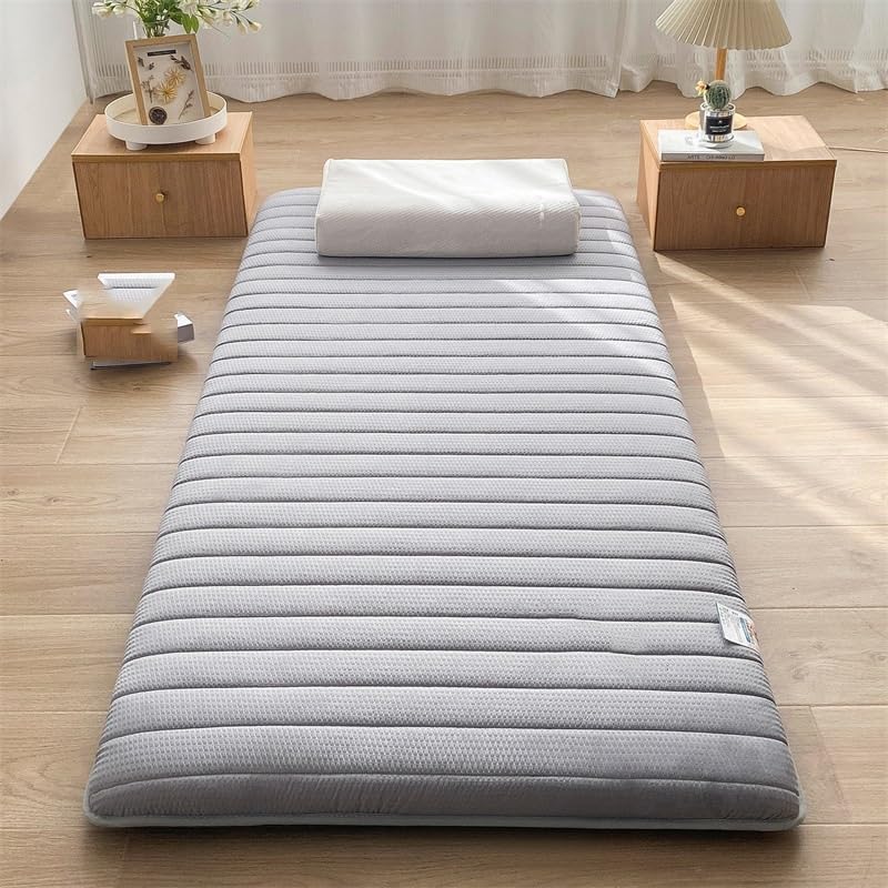 Futon Japonais Pliable 5 Couches – Matelas Sol 10 Cm Épais 90x200 Cm, Hypoallergénique, Idéal Chambre D’Invités & Méditation