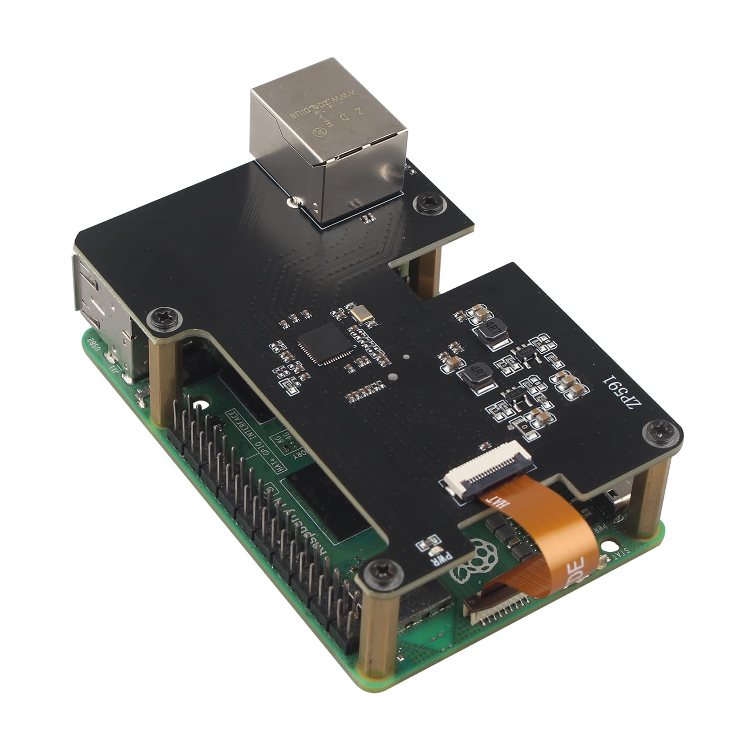 ZDE ZP591 PCIe to 2.5G Ethernet Network Port HAT Expansion Board 2.5GB 2.5GBE with Aluminum Case ZC506 for Raspberry Pi 5 2GB 4GB 8GB 16GB