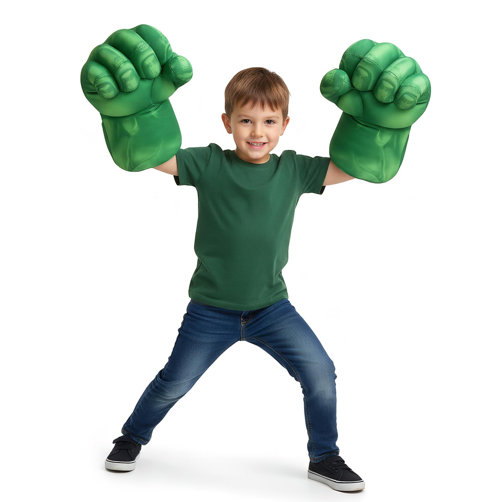 Gants de Boxe Enfant, poings en Peluche Douce, pour Cosplay, Noël, Halloween et Anniversaire, Cadeau Insolite pour garçons et Enfants (Vert)