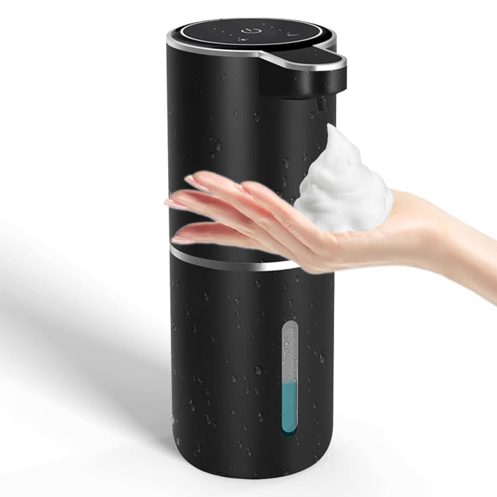 WREWING Automatic Foaming Soap Dispenser, Touchless, 4-Gear Adjustable, Rechargeable, 380ml, Black