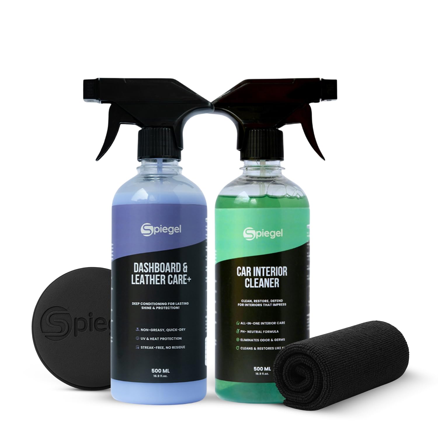 Spiegel Car Interior Cleaning Kit with Dashboard & Leather Care, All-in-One Protection & Interior Conditioning for Leather Seats, Plastics, Rubber & Vinyl | 500 ML Each-image-37