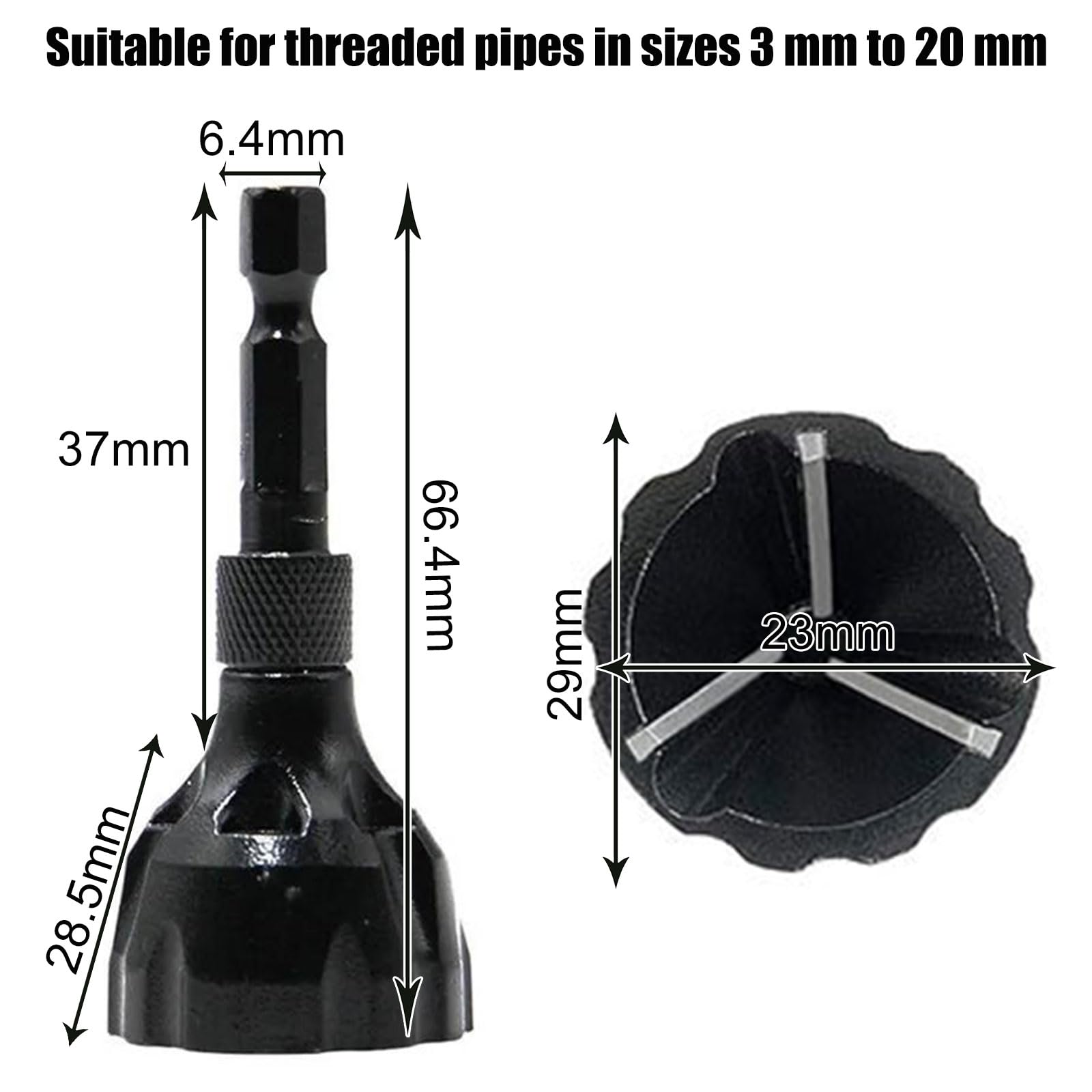 Herramienta de Chaflán Externo, Desbarbador de Pernos 3-20 mm, Acero Inoxidable Negro