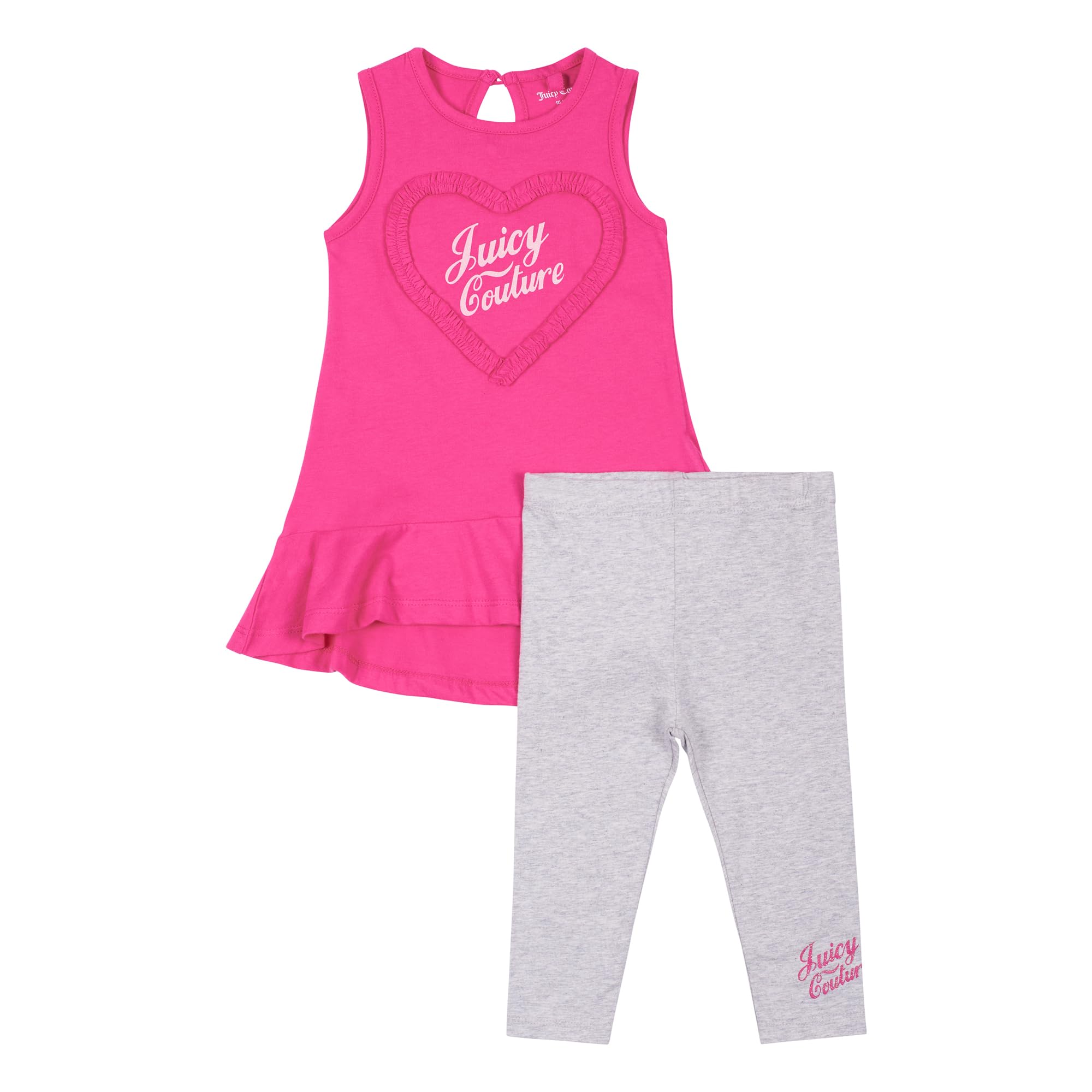 JUICY COUTURE Newborn JBX5334959 Juicy Couture Toddler Heart Frill Dress And Legging Set - Pink