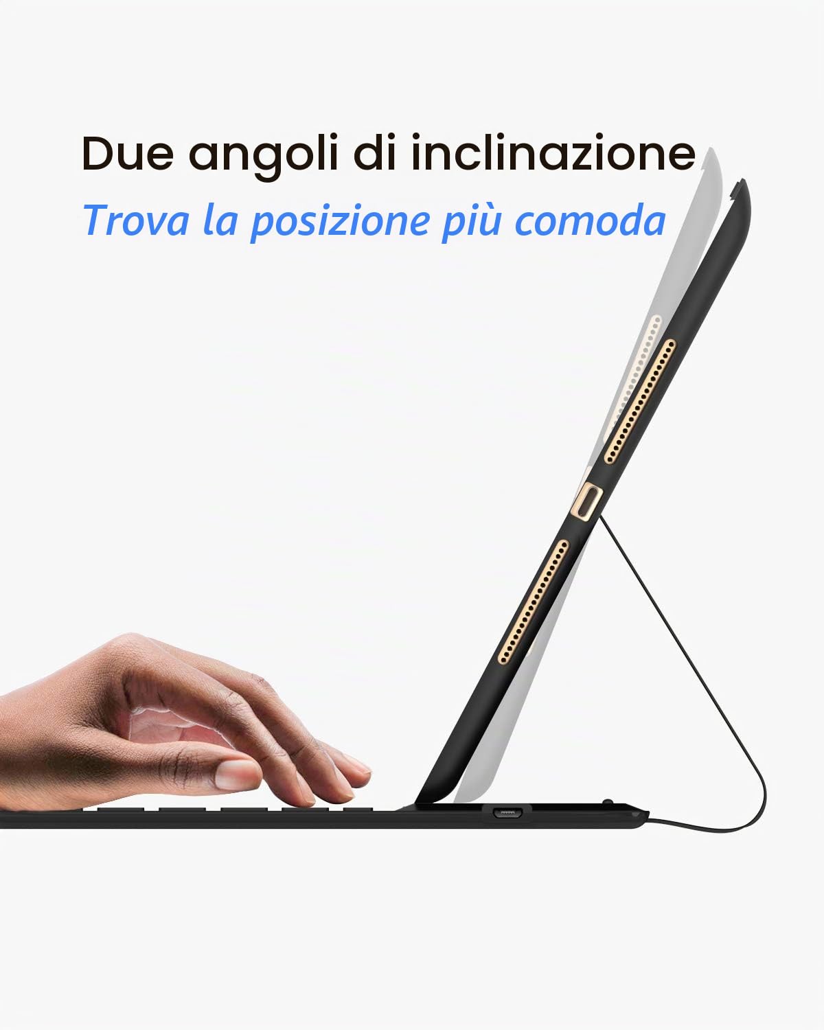 Inateck Custodia ultra leggera per iPad 2020 (8a generazione)/iPad 2019 (7a generazione) da 10,2 pollici, iPad Air 3 e iPad Pro 10,5, con pulsante di accensione intelligente, QWERTZ, BK2006