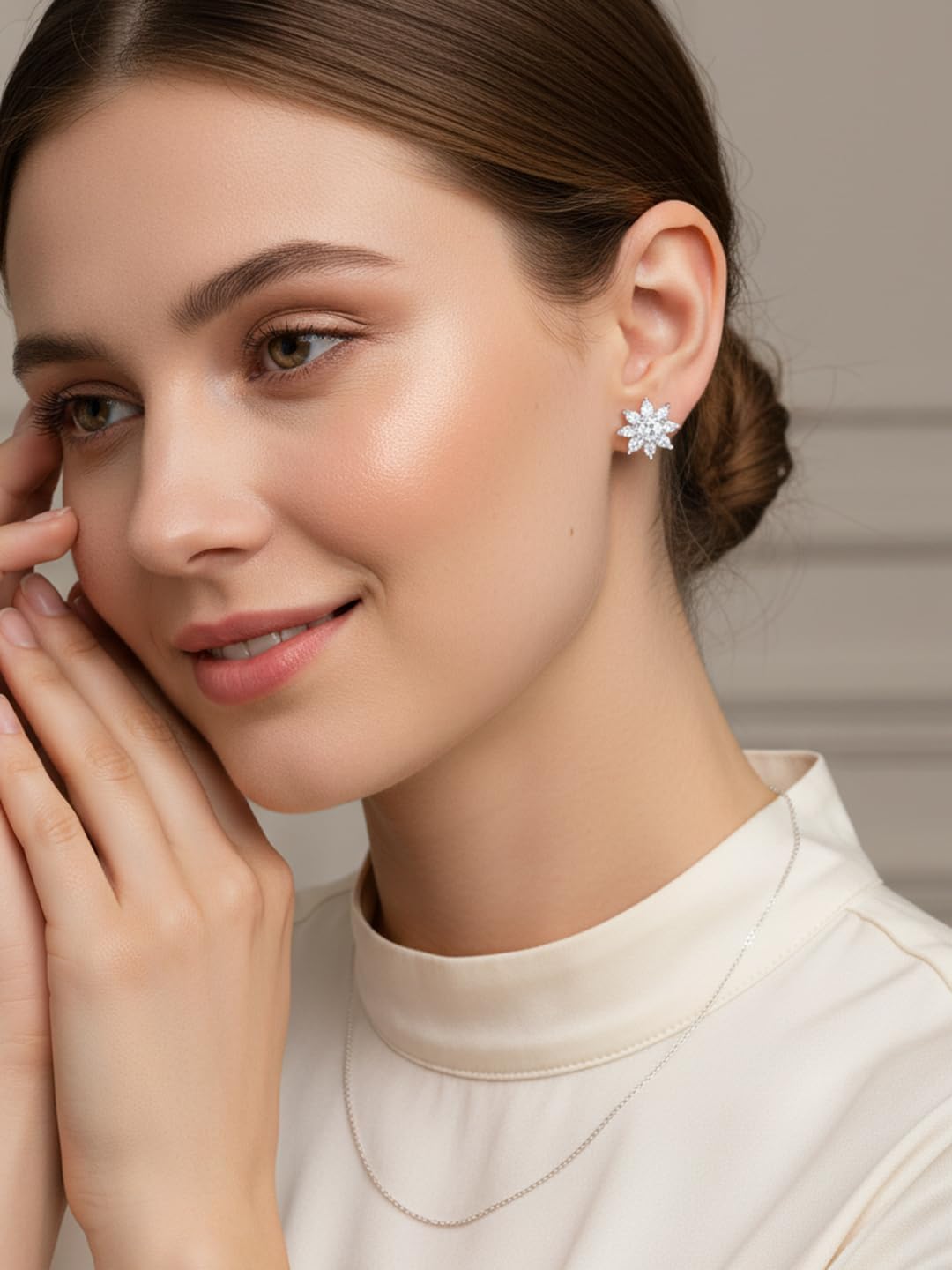 4.2CT/6.8CT Sapphire/Ruby/Emerald with Moissanite Sparkle Flower Large Stud Earrings for Women, Statement Earrings, Solid 925 Sterling Silver, Wedding Anniversary Valentines Jewelry Gift for Her - Image 2