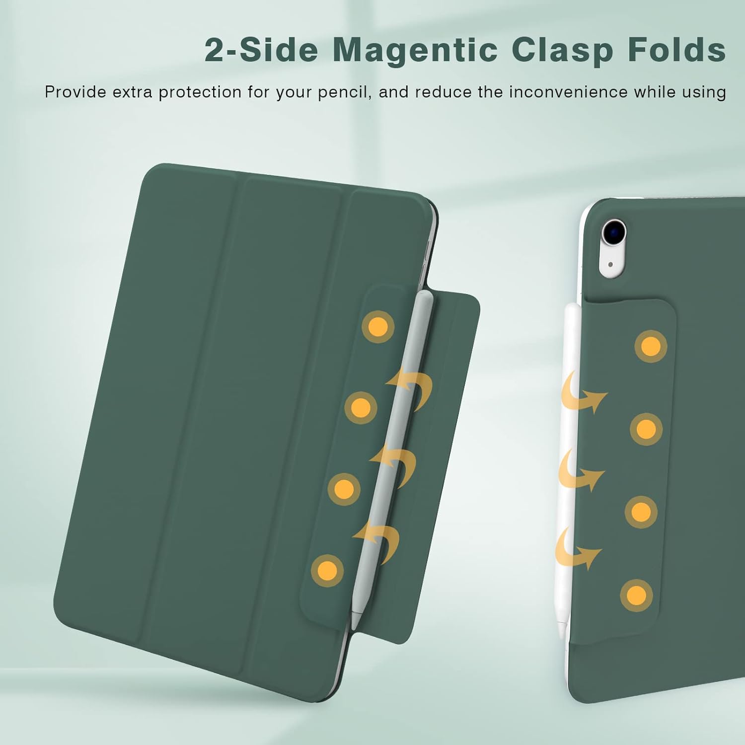 Magnetic Case for iPad Air 11 Inch M3/M2 2025/2024, Smart Folio for iPad Air 5th/4th Generation 10.9 Inch 2022/2020 Model, Trifold Stand Case, Auto Sleep/Wake, Support Apple Pencil Pro (Green) - Image 6