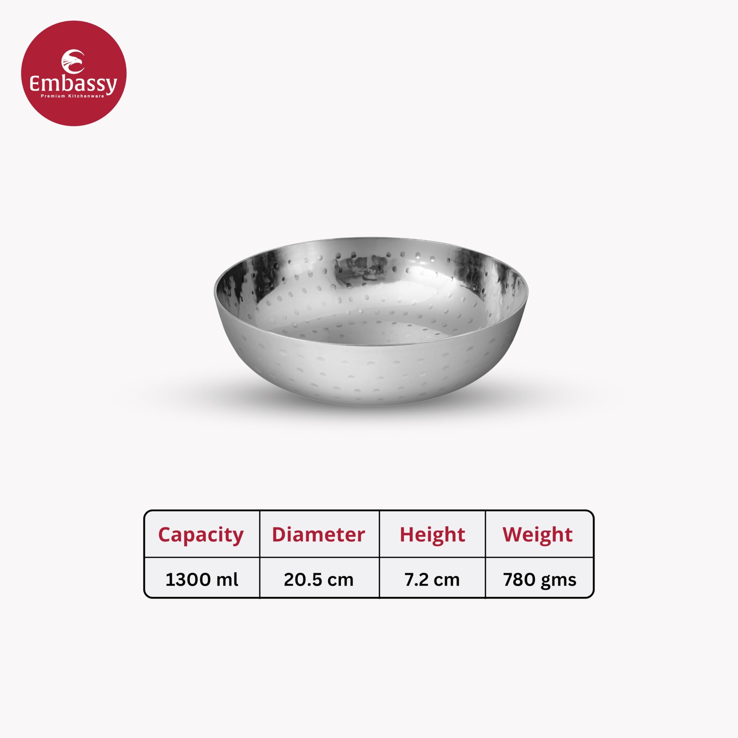 EMBASSY Stainless Steel 20.5 cm Hammered Tasla/Kadai Without Handle |Capacity - 1.3 Litre | Size - 10 | Even Heat Distribution | Induction Friendly | Ideal for Cooking Curries, Stews, and More. - Image 5 thumbnail