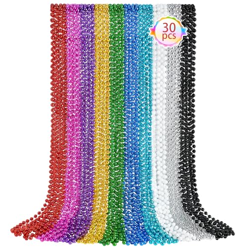 Colliers de perles de Noël Mardi Gras SHAOQINLIN pour décoration de fête festive lot de 30