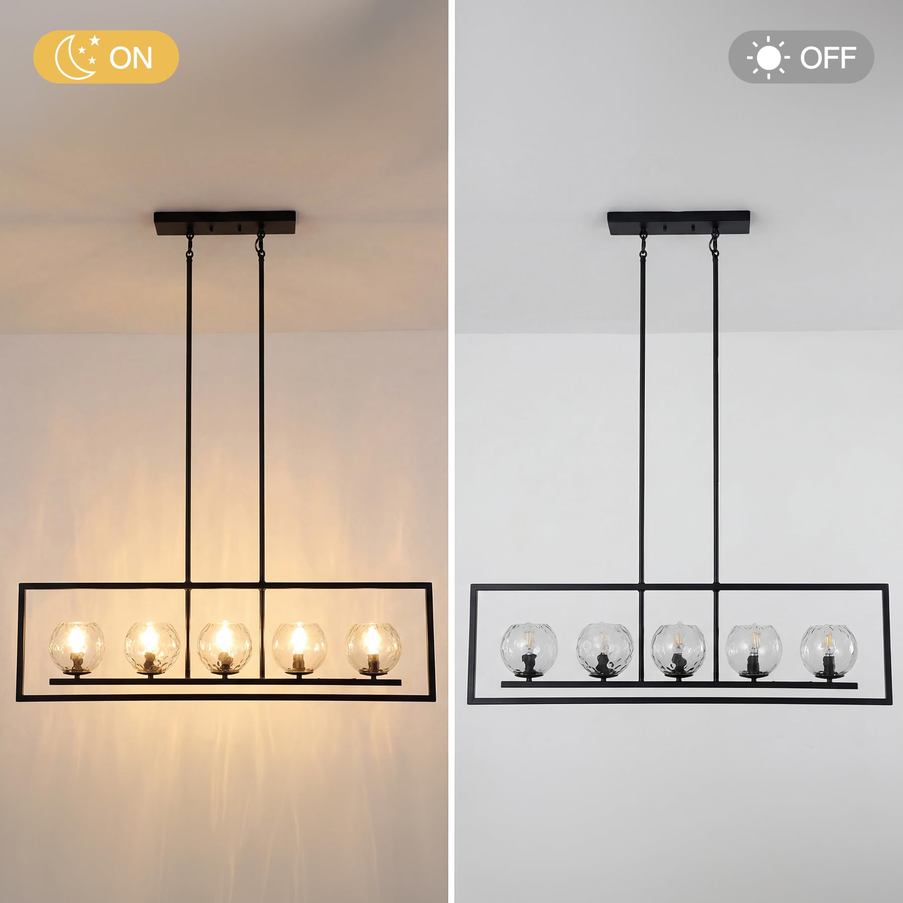 Tribesigns Moderne 5-flammige Hängeleuchte, höhenverstellbar, metallene Deckenleuchte für Esszimmer, Küche, Foyer, Eingangsbereich und Schlafzimmer (E14-Fassung, ohne Leuchtmittel)