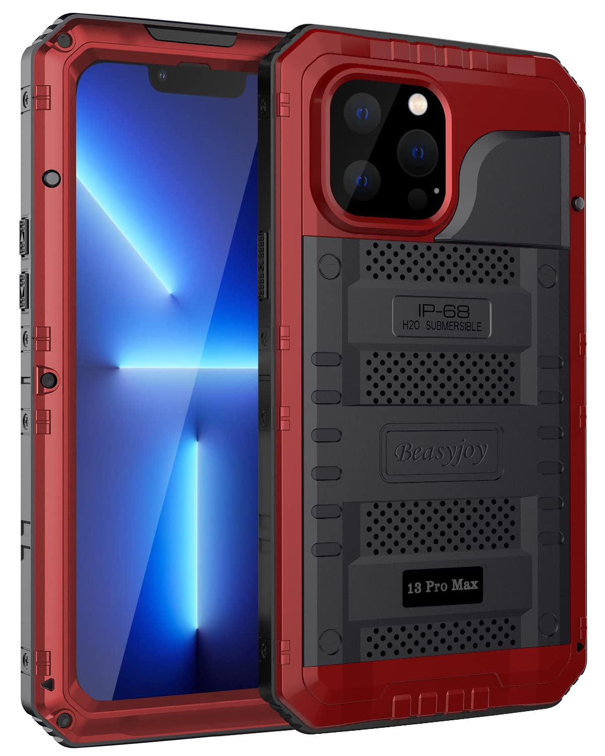 Beasyjoy for iPhone 13 Pro Max Case, Metal Waterproof Phone Case with Built-in Screen Protector, Full Body Protective Military Grade Shockproof Heavy