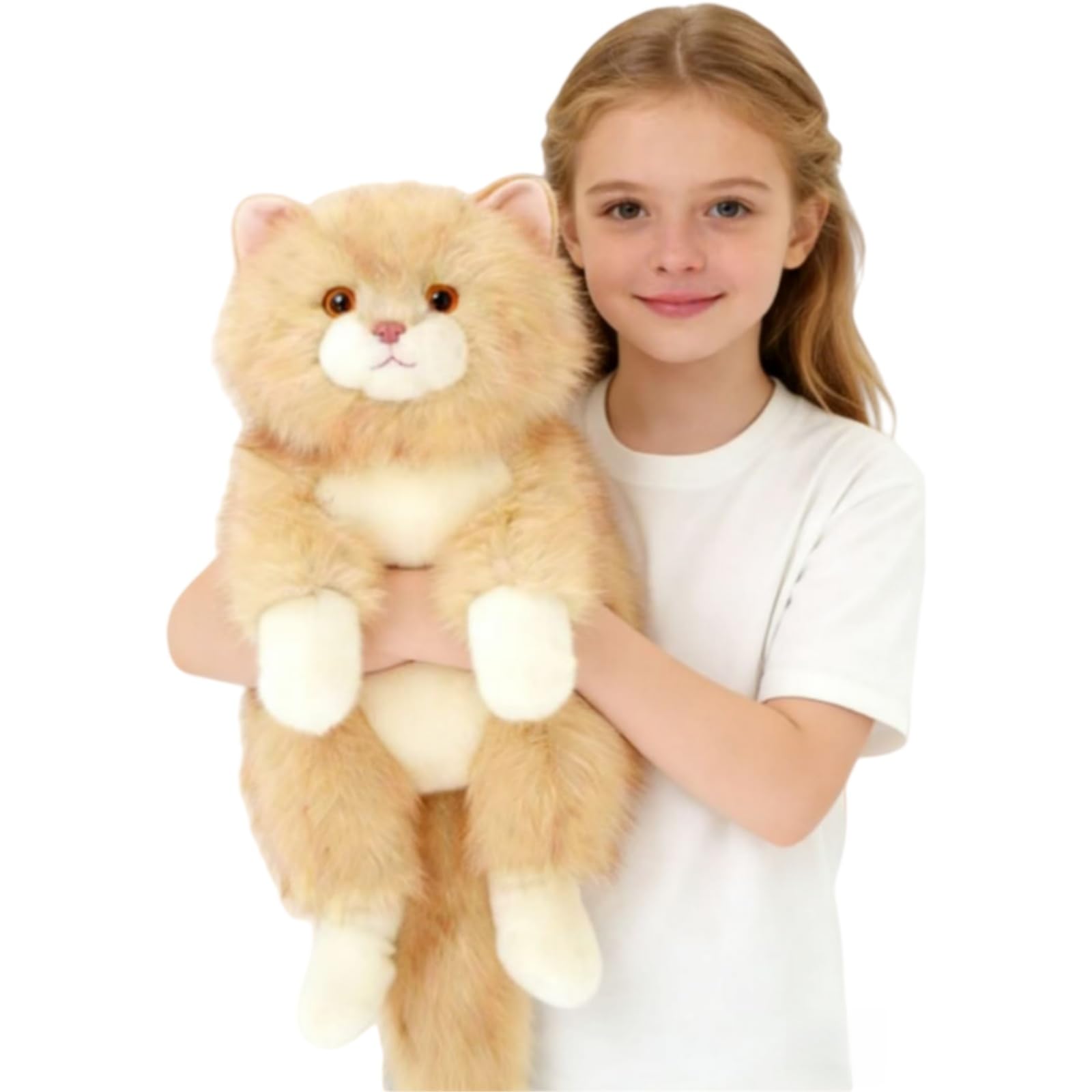 Ragdoll Gato de peluche, juguete de peluche realista para niños, gato tumbado, juguete de peluche, regalo para abrazar y jugar (A, 65 cm)