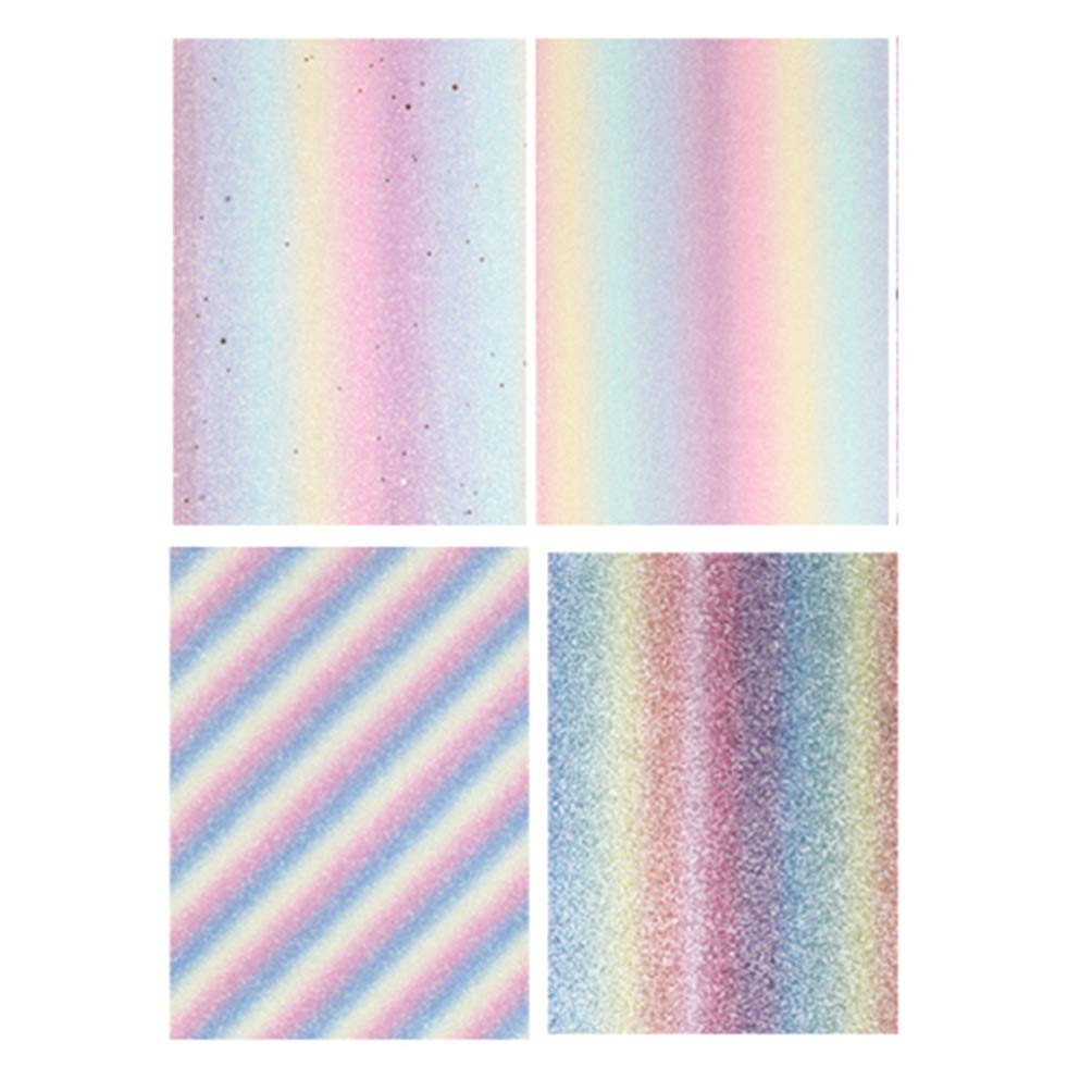 HEALLILY 4PCS Leather Fabric Sheet Rainbow Faux Leather Sheets Glitter Sequins Craft Fabric for Bow Earring Jewelry Making Sewing Shoe Bag(20x30cm)