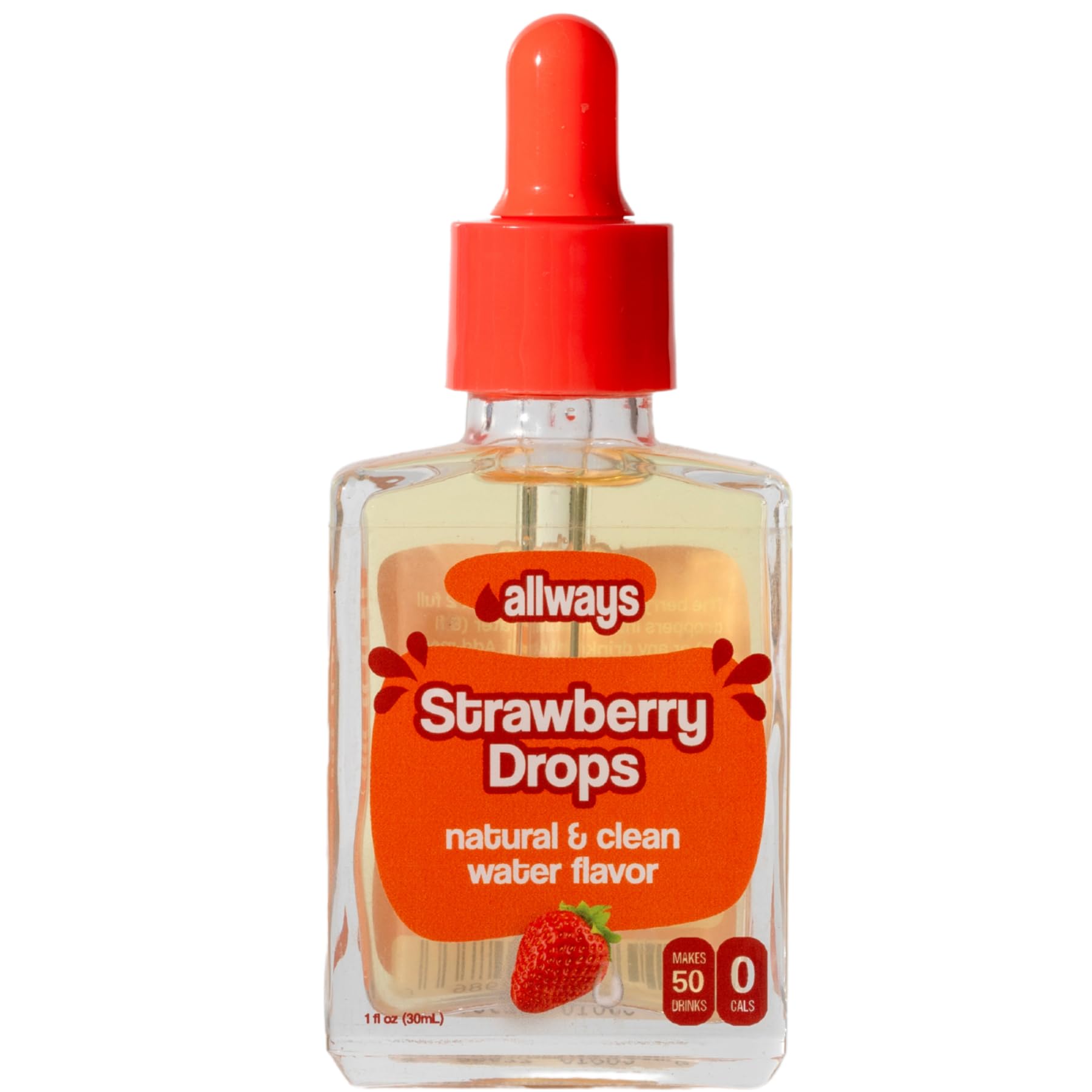 Allways Drops Natural Strawberry Water Enhancer | Sugar-Free, Zero Calories, Monk Fruit Sweetened | Glass Bottle for On-the-Go Hydration | Kids &