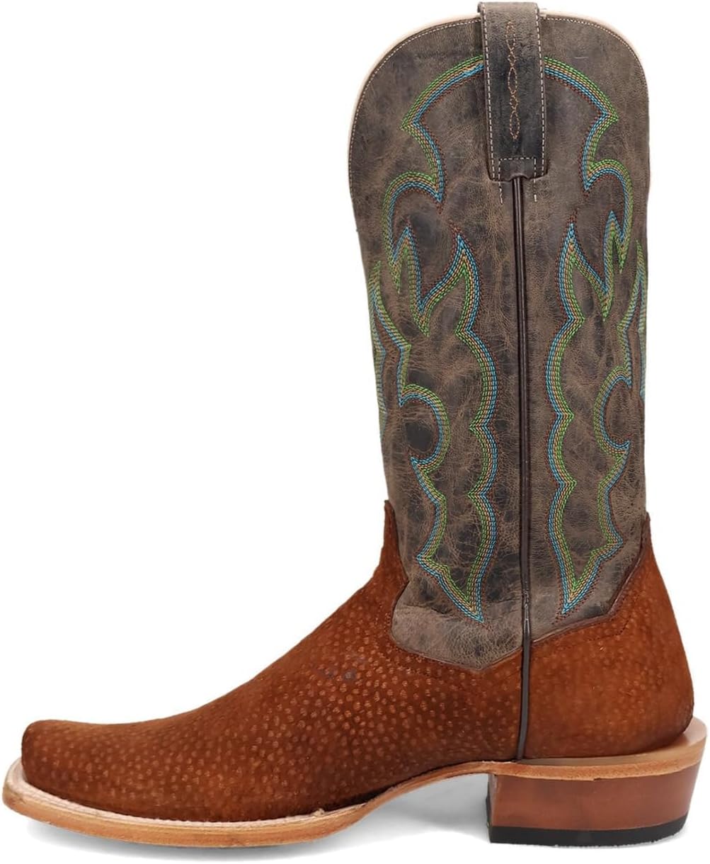 Dan Post Boots Mens Cappy Carpincho Embroidered Pull On Square Toe Dress Boots Mid Calf - Brown