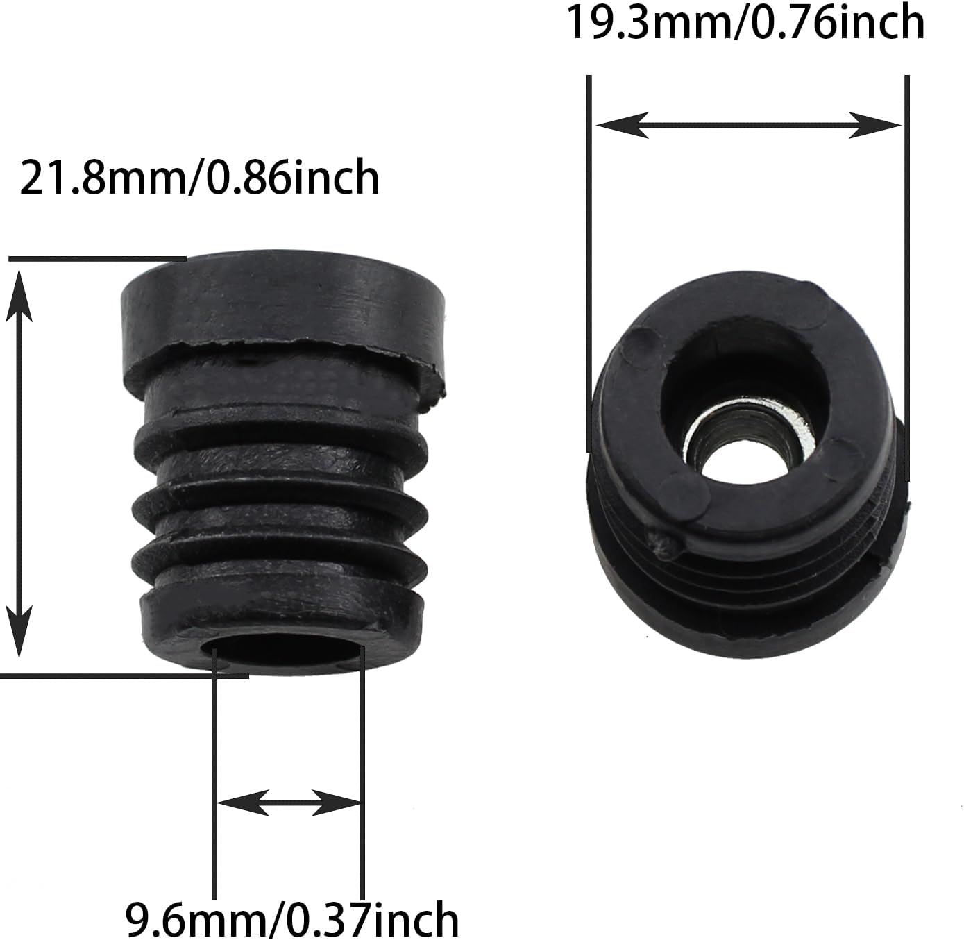 TAODAN 12PCS Insert for Round Tube with M6 Thread Round Black Plastic Plug Caster Insert Chair End Cap Furniture Leg Plug for Round Tube with 19MM/0.75Inch OD