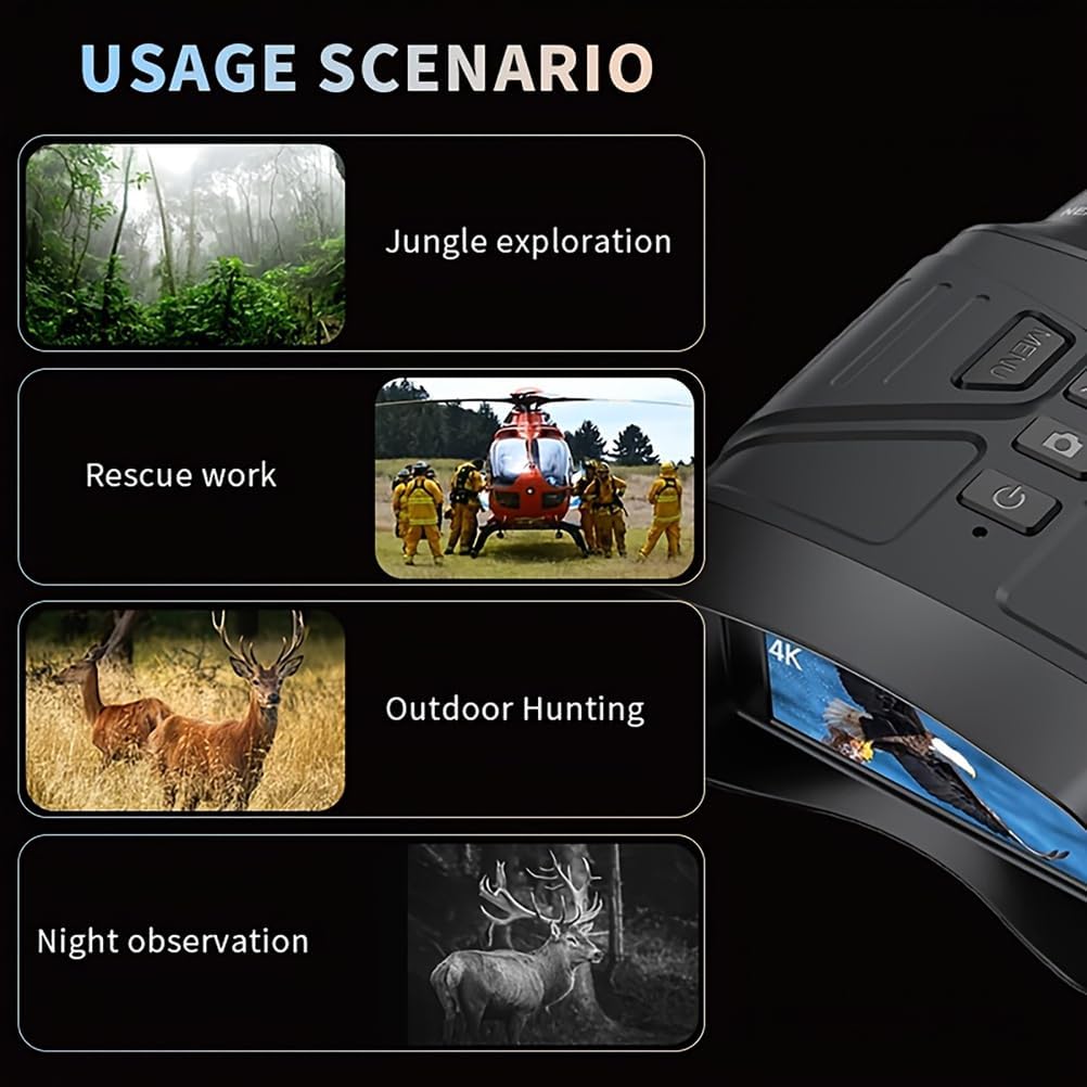 双眼鏡 倍率 100 倍 | Kentfaith - K&F Concept 4Kナイトビジョンデジタル双眼鏡 - 5倍赤外線スコープ 850nmカメラ搭載 3インチHDディスプレイ 4000mAhの超長寿命バ