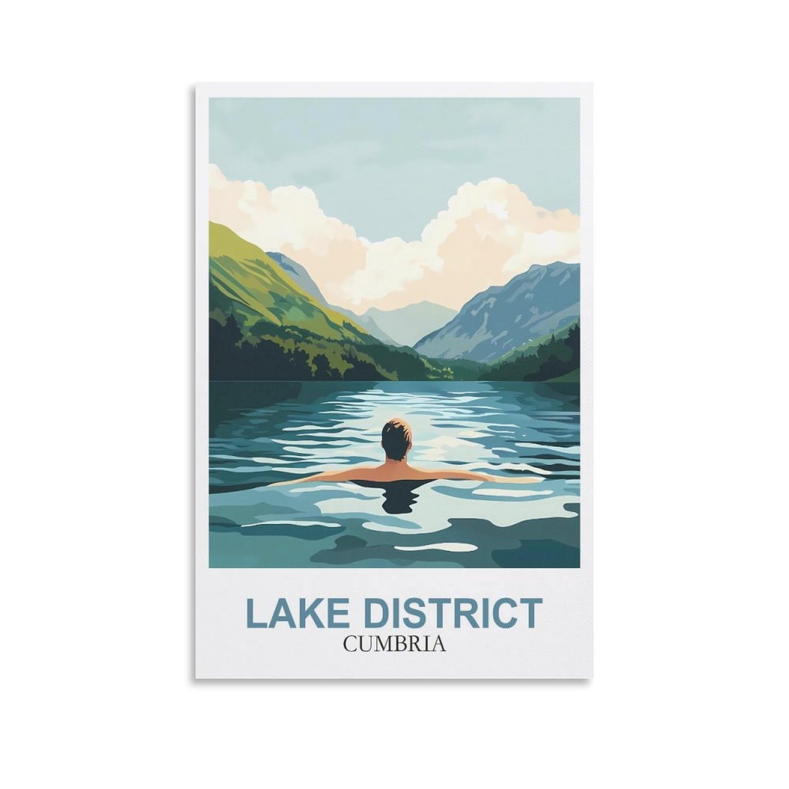 CLFMHNAS Lake District Cumbria Vintage Travel Posters 08x12inch(20x30cm) Canvas Wall Art Prints